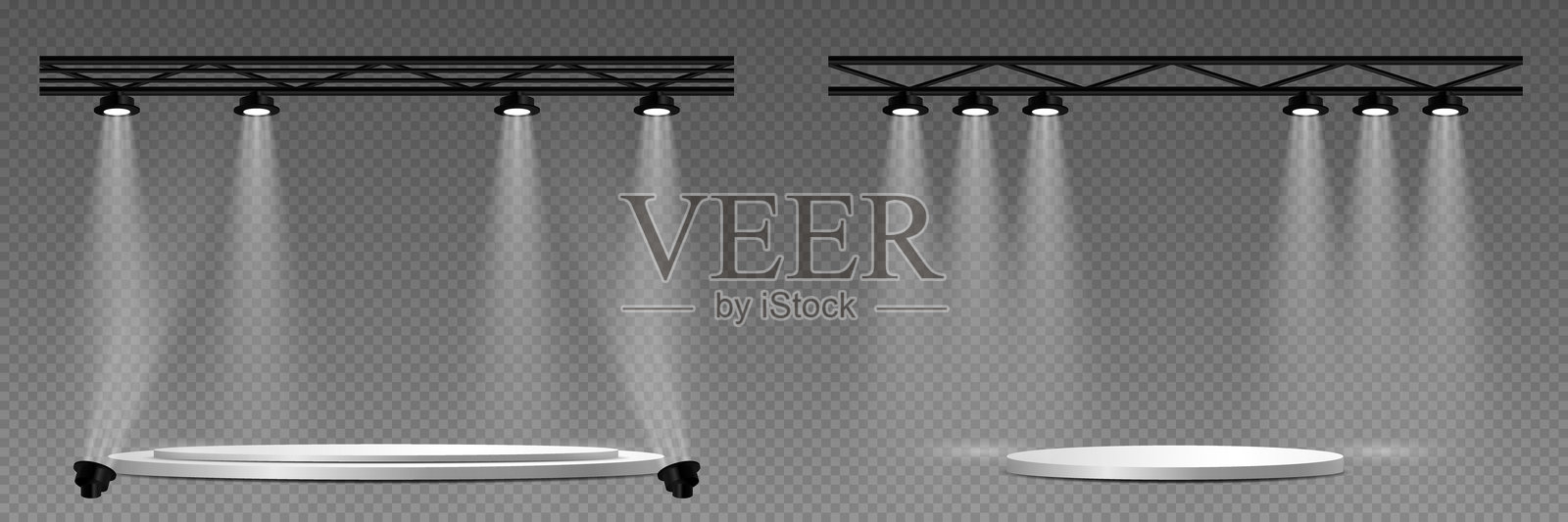 灯光聚光灯、舞台和讲台效果的组合。插画图片素材