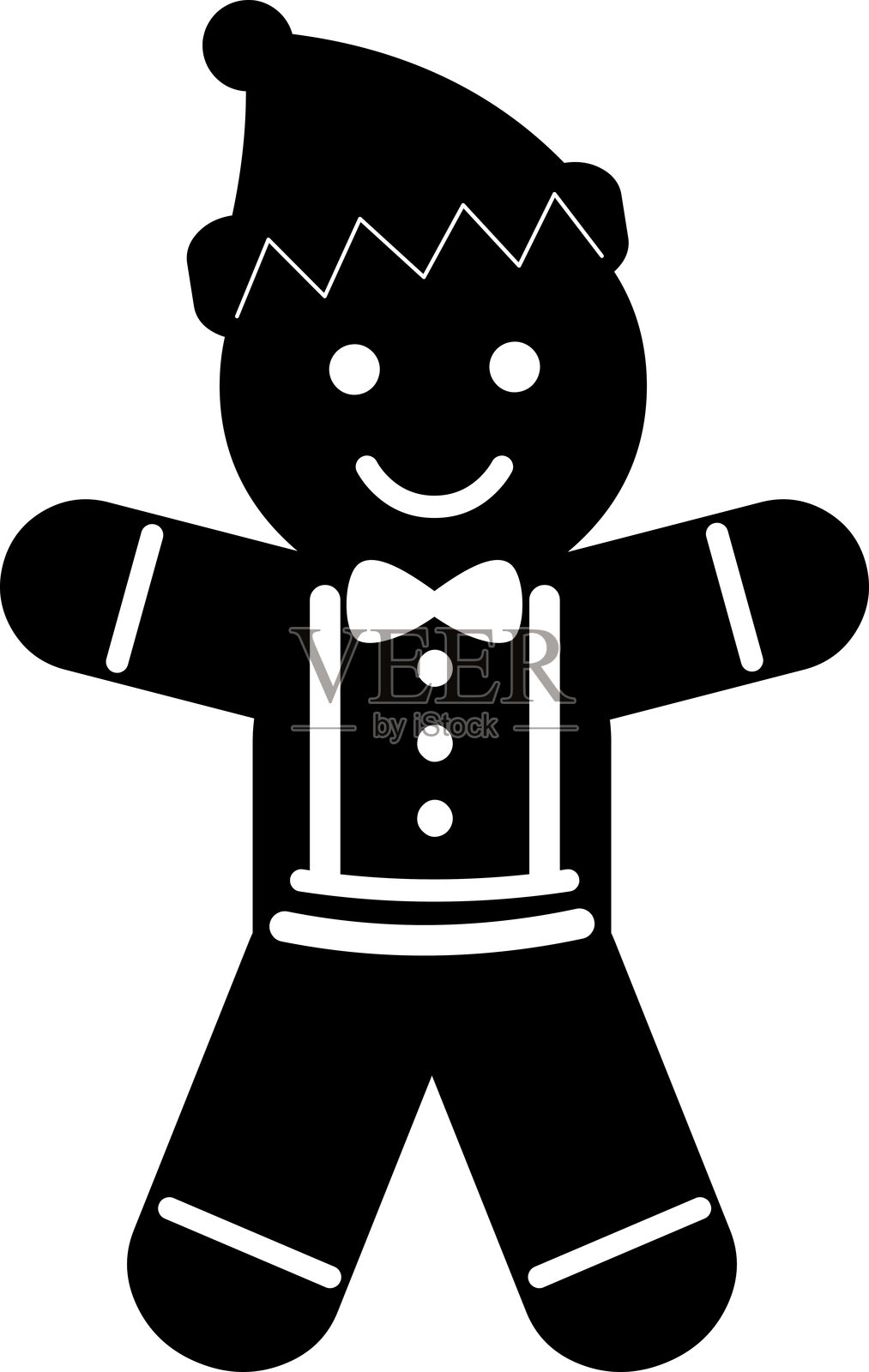 圣诞姜饼人黑色剪影插画图片素材