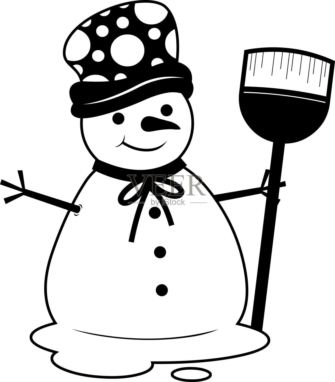 黑白色的圣诞雪人插画图片素材