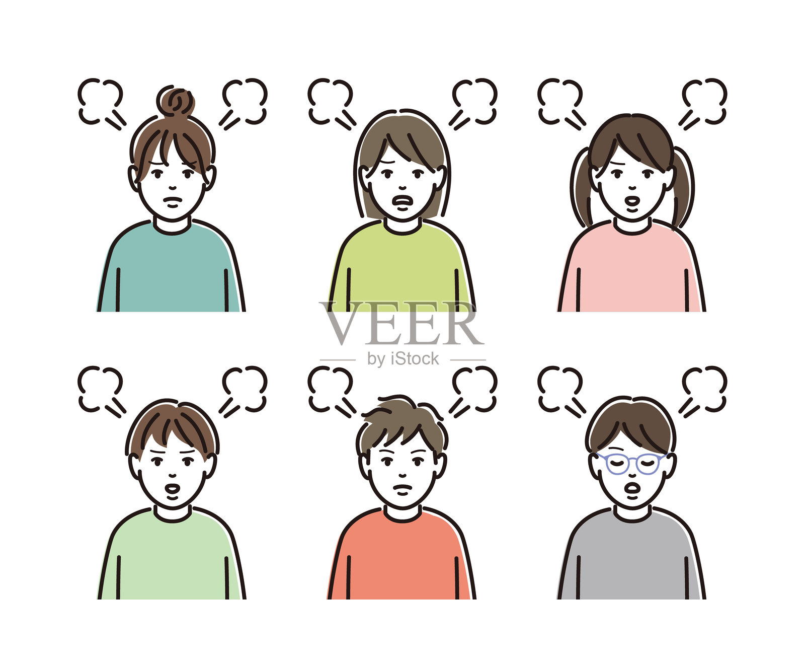 愤怒的孩子们组合插画图片素材