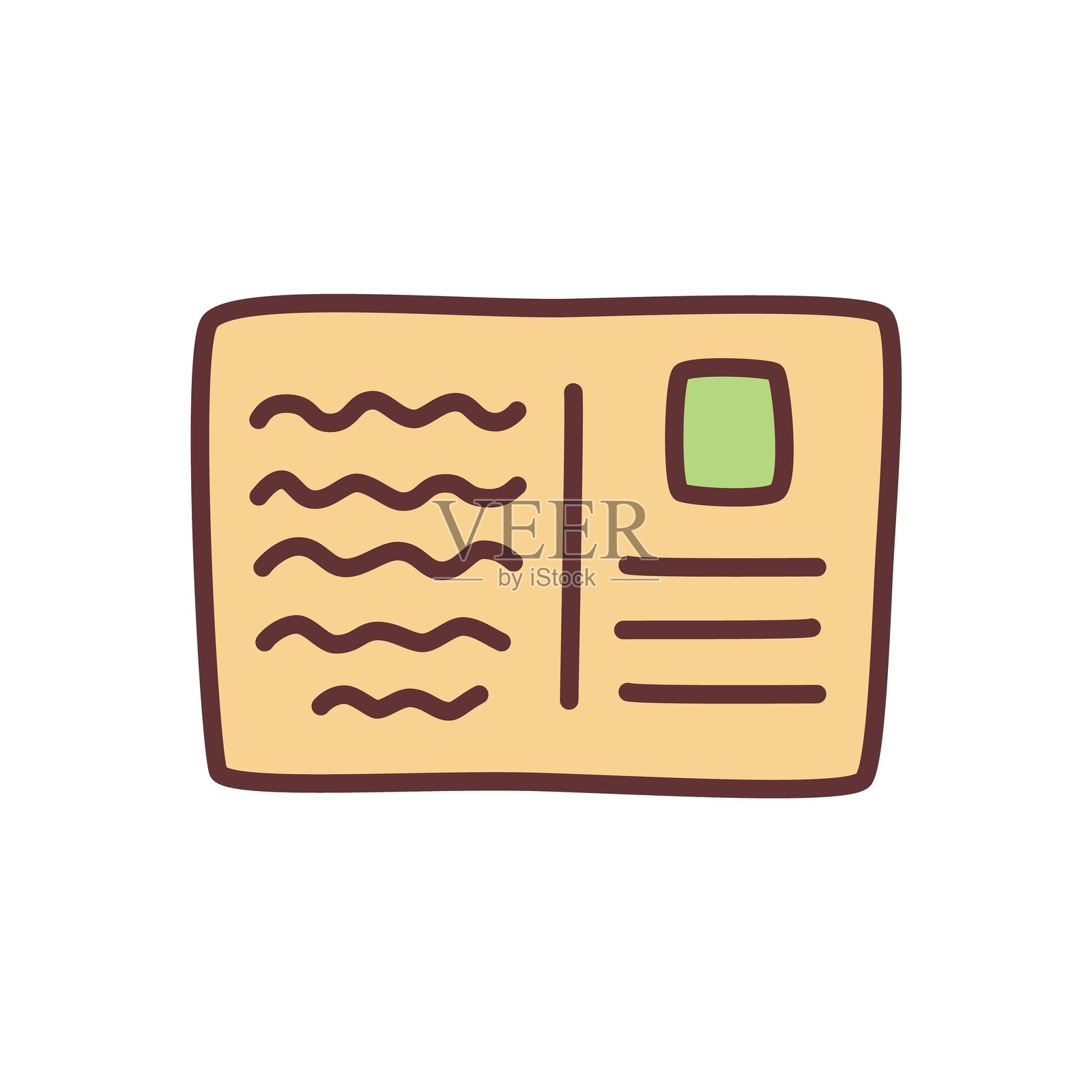 涂鸦字母明信片图标或标志，手绘细黑线插画图片素材