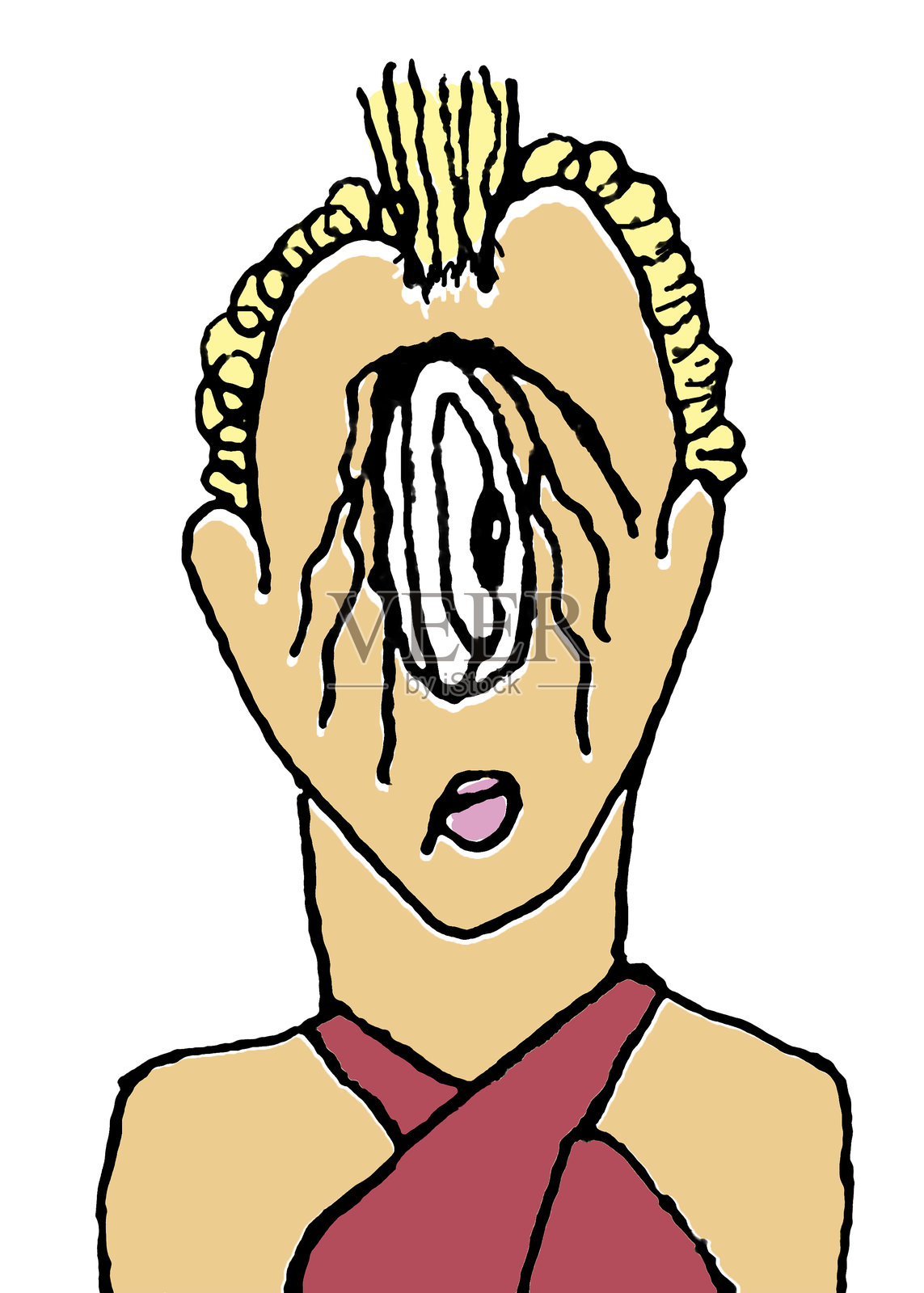 悲伤表情的怪物女性手绘插图照片摄影图片