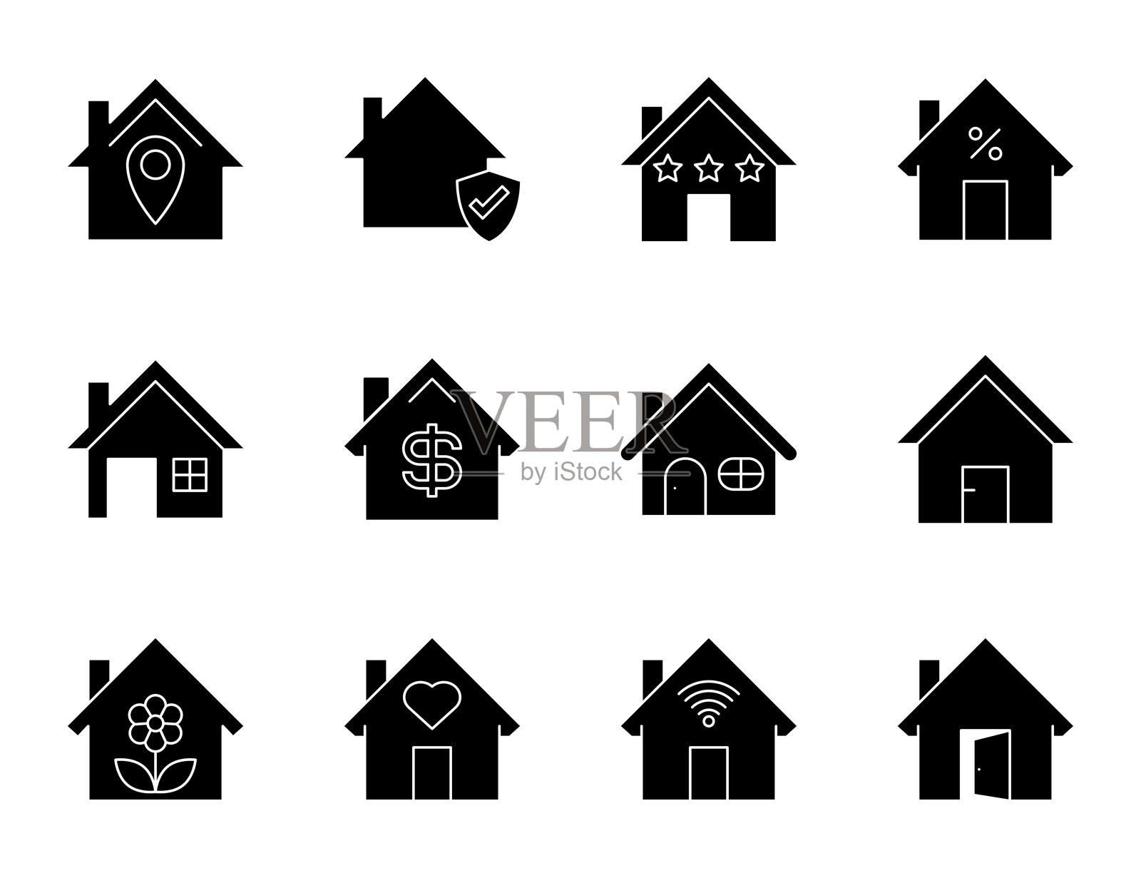 房屋图标。插画图片素材