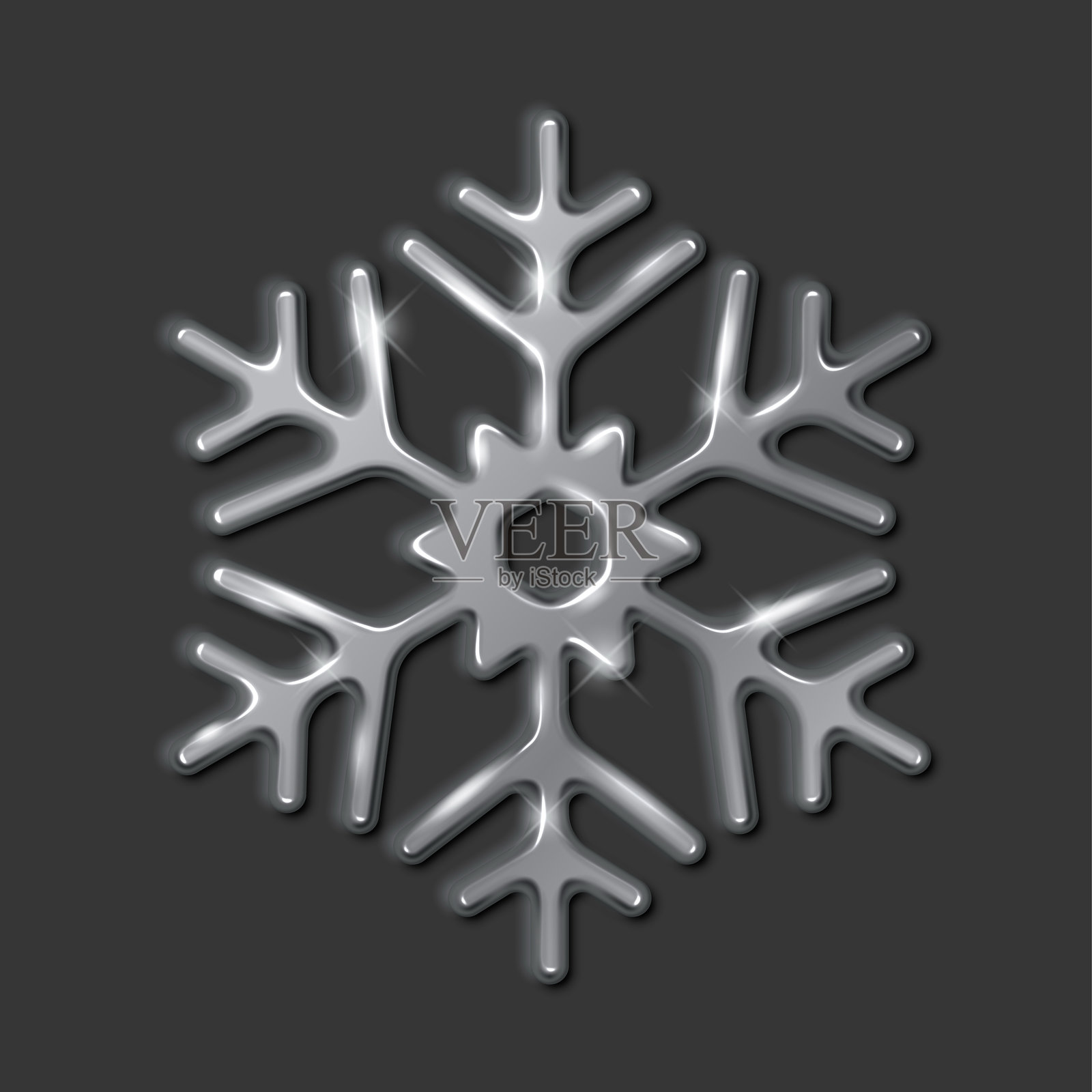 银色雪花闪烁效果的真实插图插画图片素材