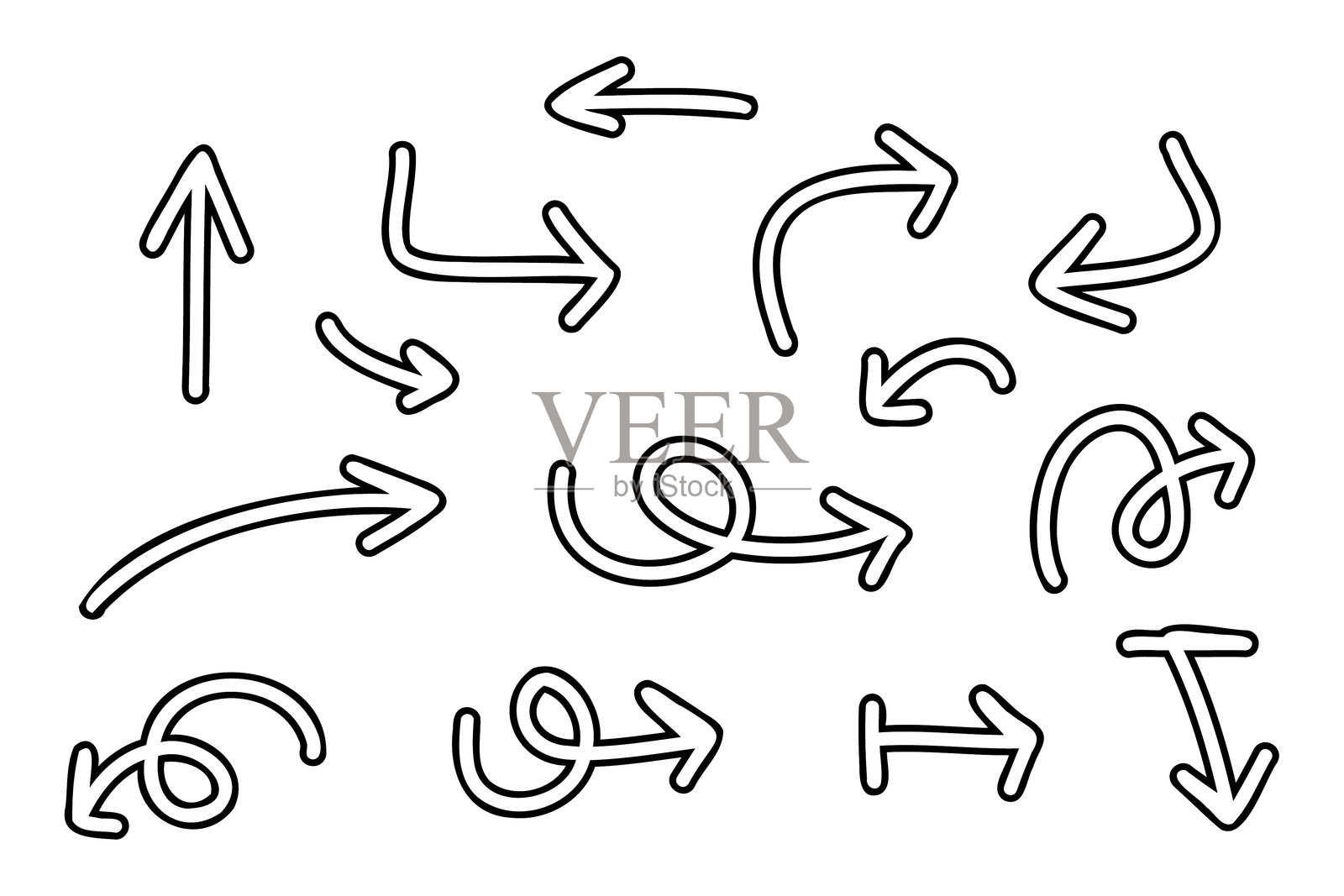 手绘箭头符号插画图片素材