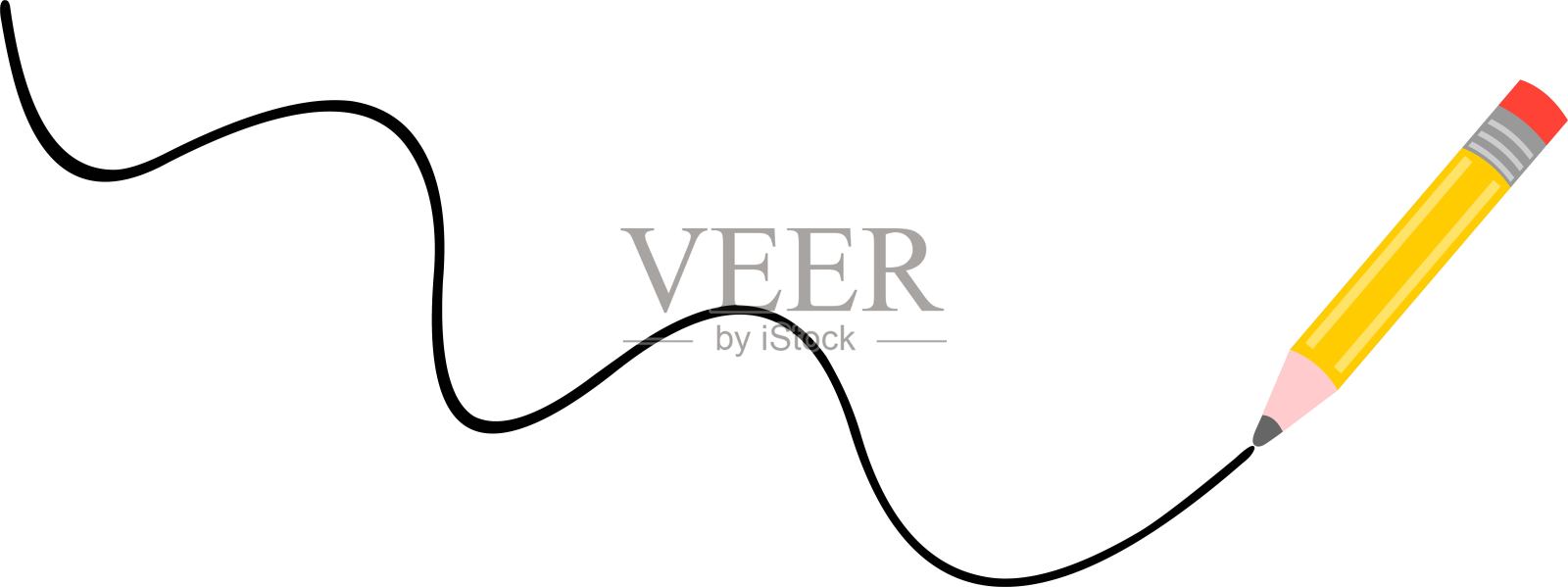 铅笔绘制的轮廓曲线形状矢量插图插画图片素材