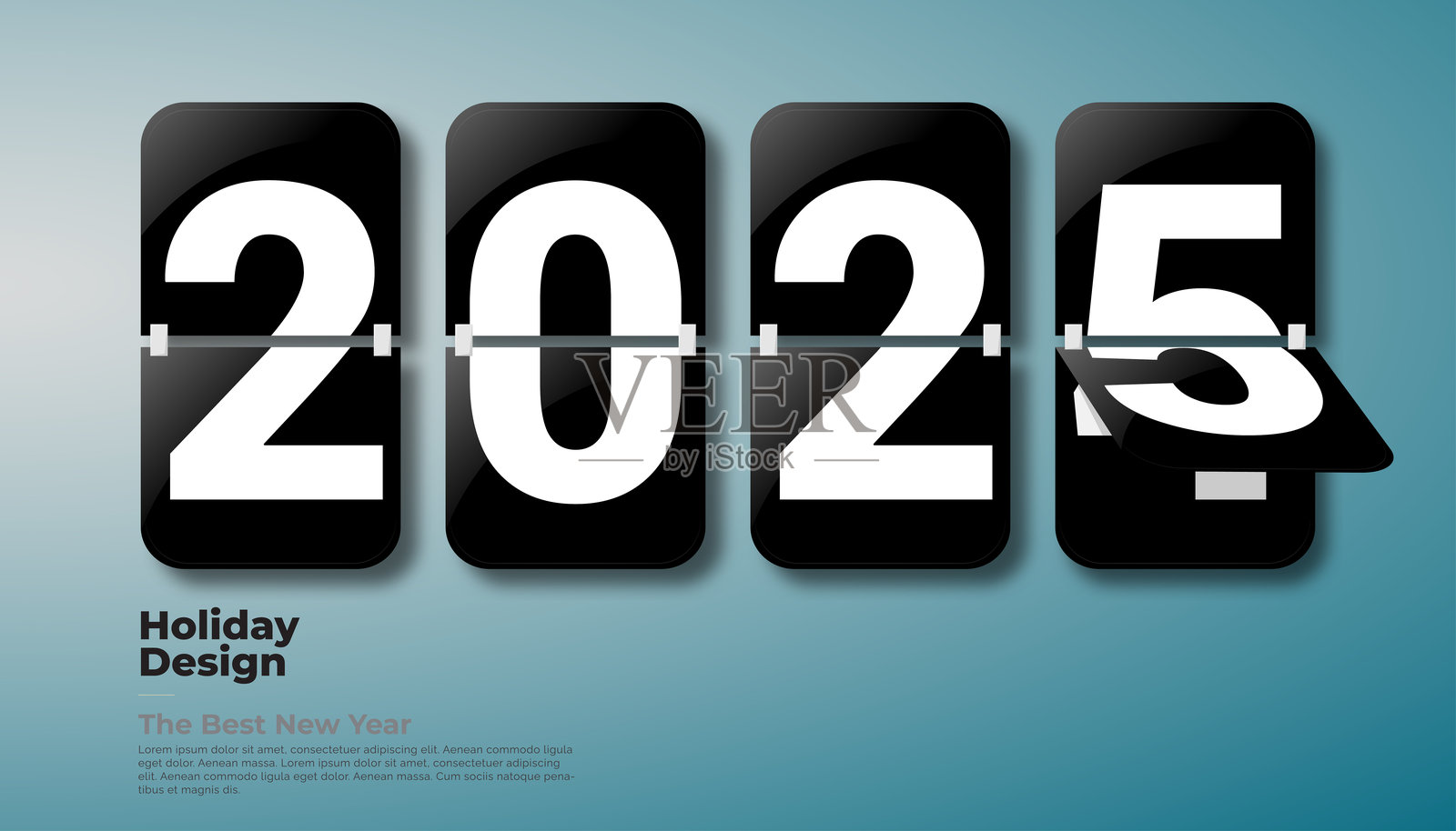 2025年新年快乐设计。翻转数字海报设计。插画图片素材