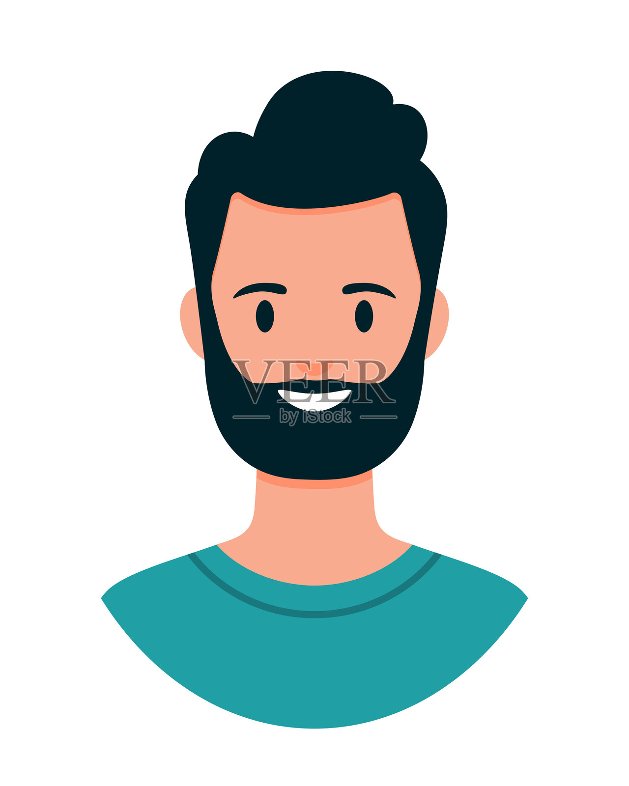 人物头像。男人的面孔孤立在白色背景上。可爱的矢量插图。扁平风格插画图片素材