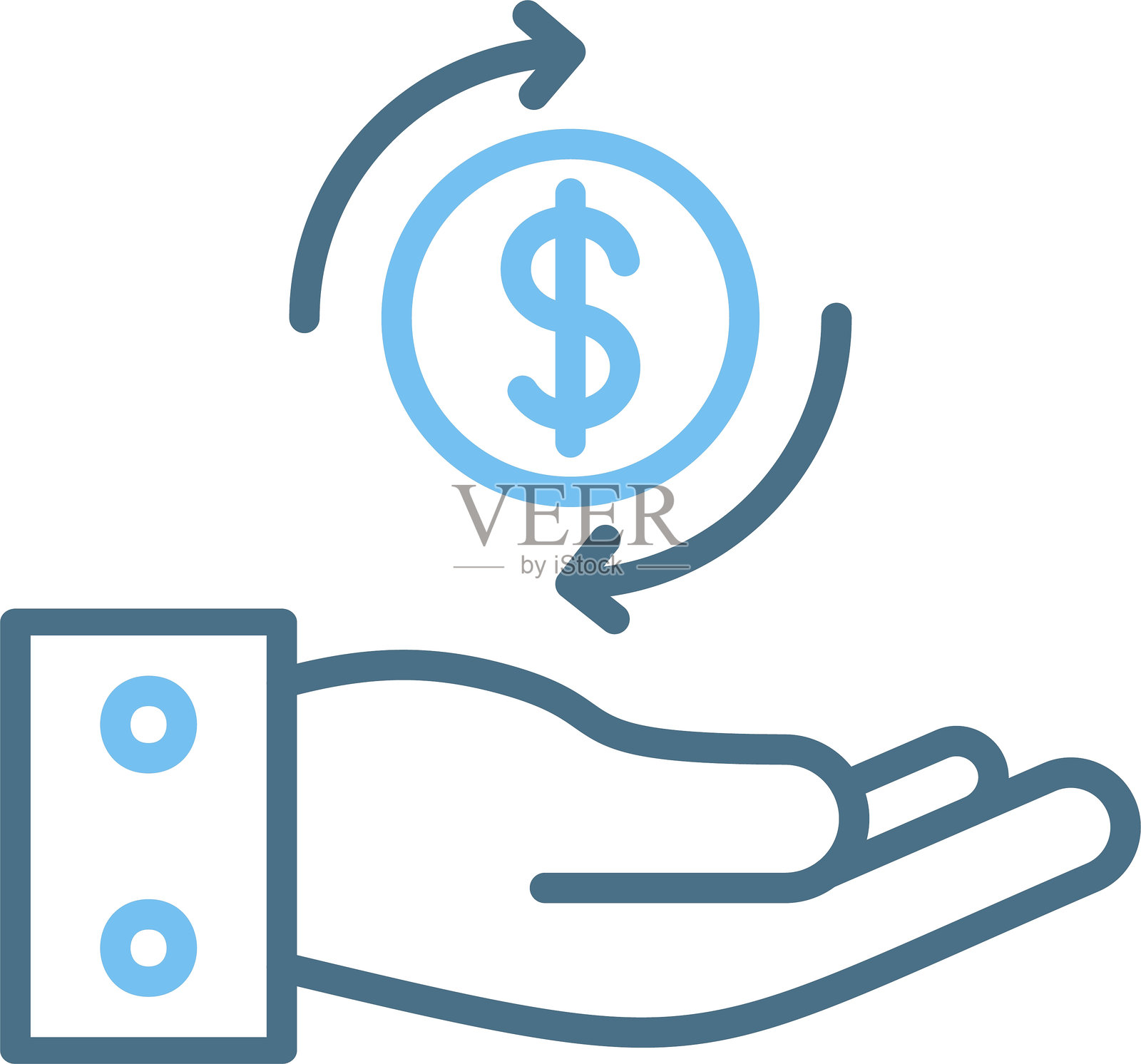 退款线条双色图标插画图片素材