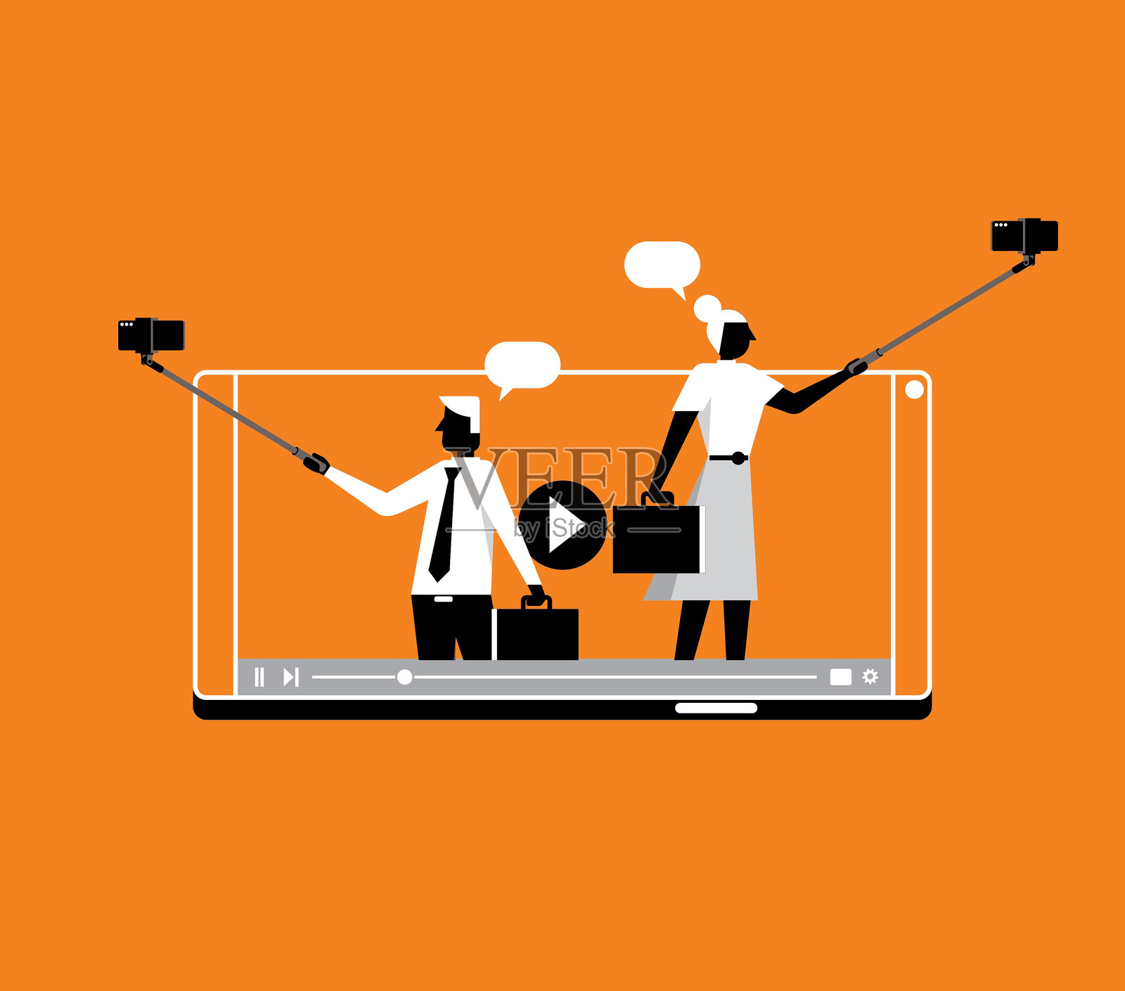 视频博主自拍插画图片素材