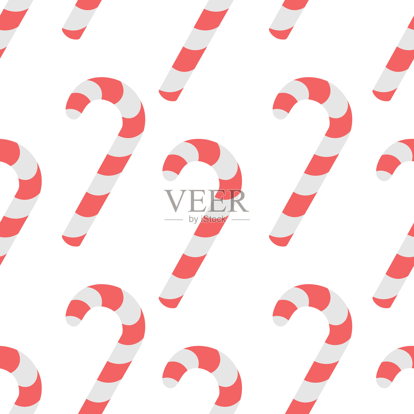 糖果手杖。无缝矢量图案。红白相间的棒棒糖重复的圣诞装饰。插画图片素材