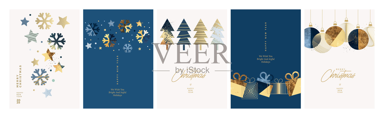 圣诞节和新年贺卡插画图片素材