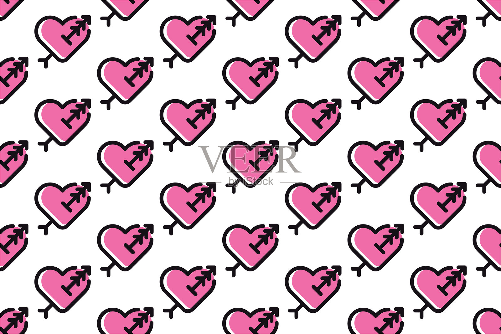 爱心无缝图案背景模板插画图片素材