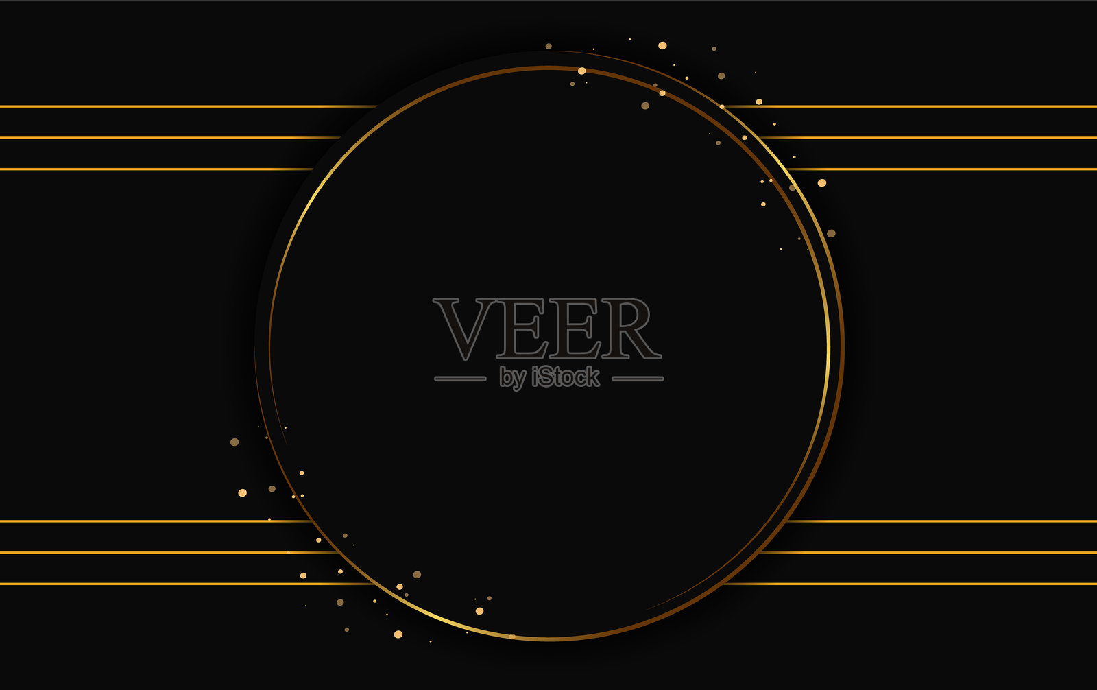 节日广告黑色矢量插图背景，带有金色尘埃、线条和圆形横幅插画图片素材