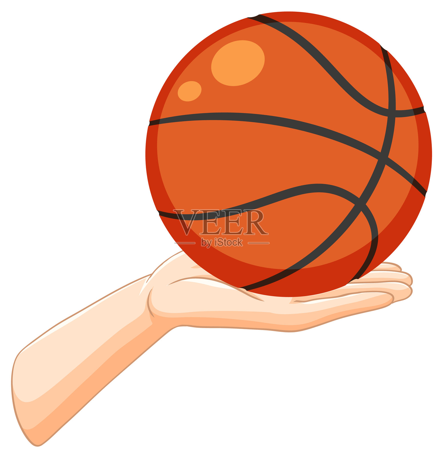 一只手优雅地平衡着一个橙色篮球插画图片素材