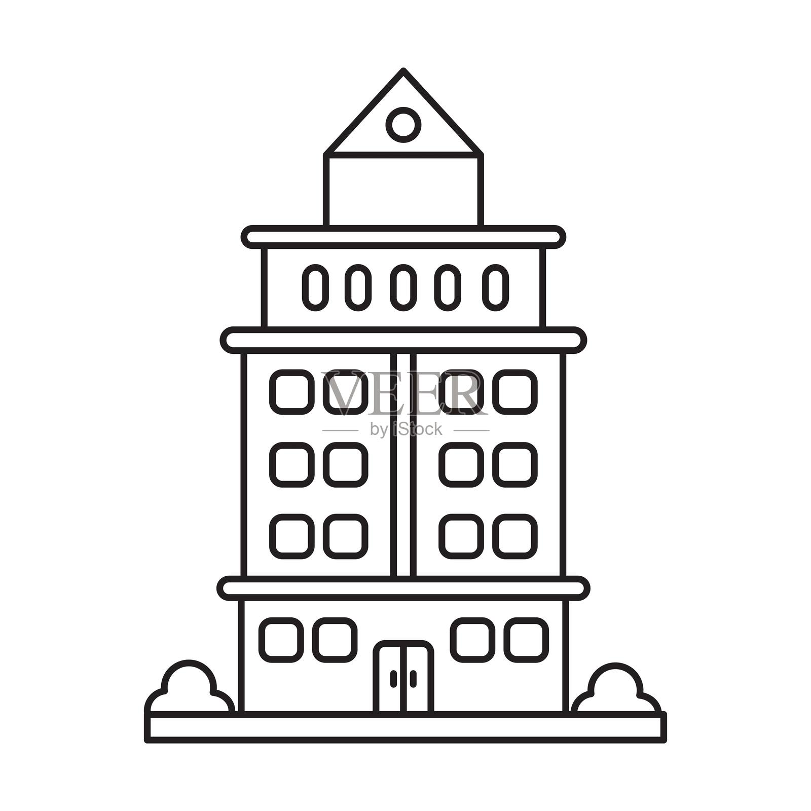 白色背景上的建筑图标矢量图插画图片素材