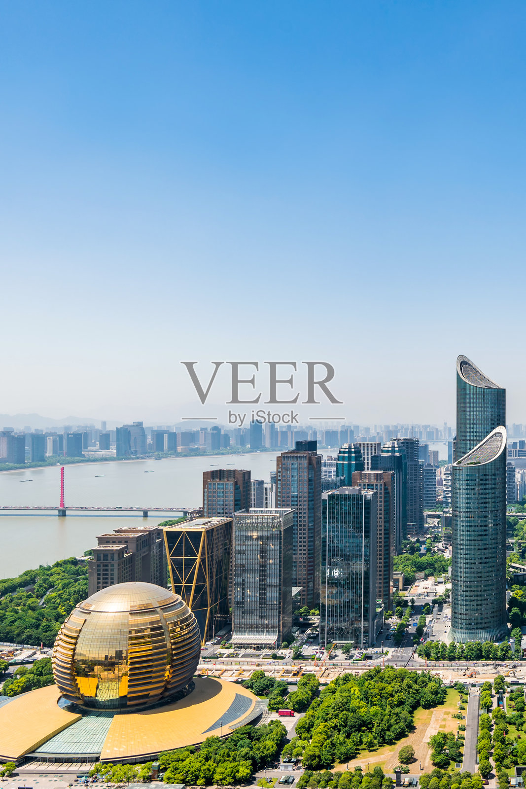 中国浙江省杭州的钱江新城高角度视图照片摄影图片
