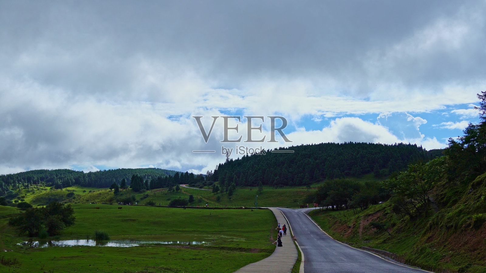 高原上的草原，空气清新的山脉，武隆，琼庆，中国，亚洲。照片摄影图片