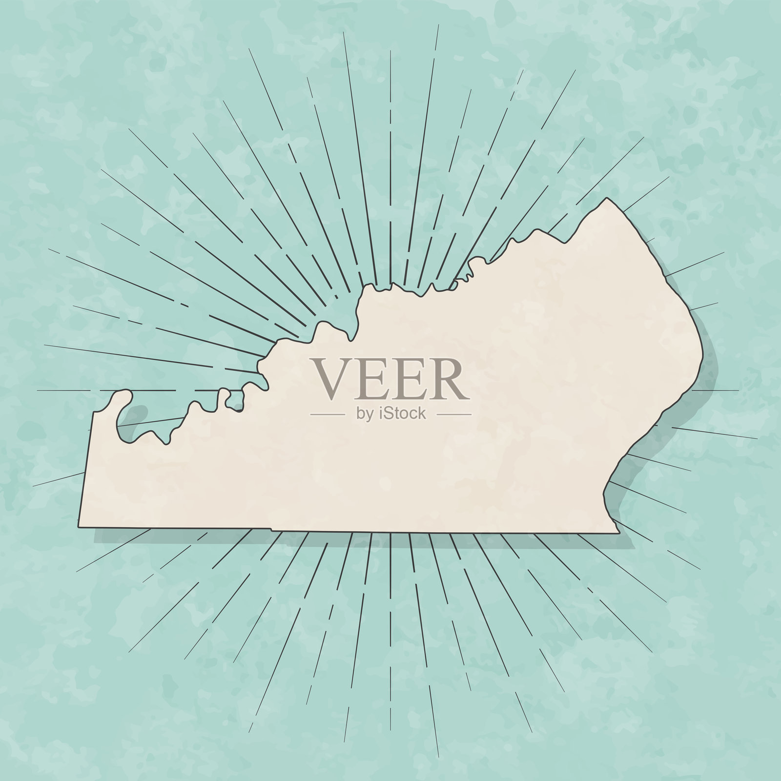 印第安纳州俄亥俄县。复古风格地图 - 旧纹理纸张插画图片素材