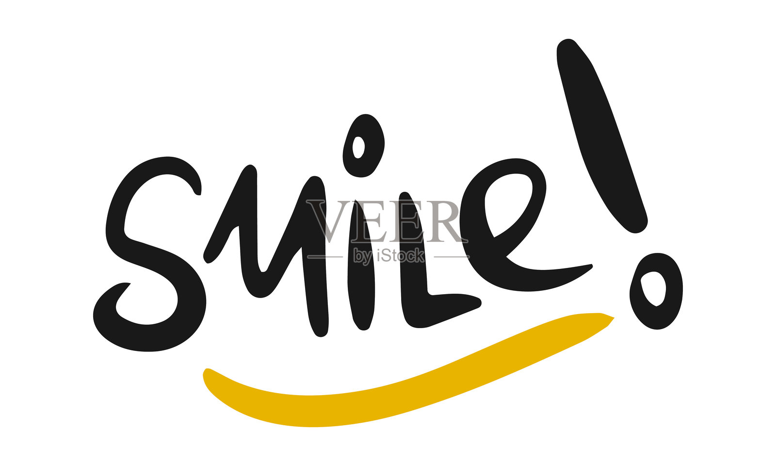 微笑！手写矢量字母。独特的手绘幼儿园海报。可爱的短语。墨水刷书法。斯堪的纳维亚风格。海报、卡片、横幅、T恤设计元素。矢量插图插画图片素材