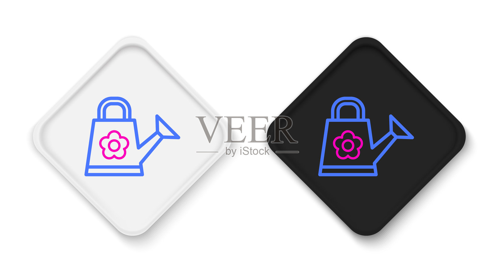 浇水壶图标，背景为白色。灌溉符号。彩色轮廓概念。矢量图。插画图片素材