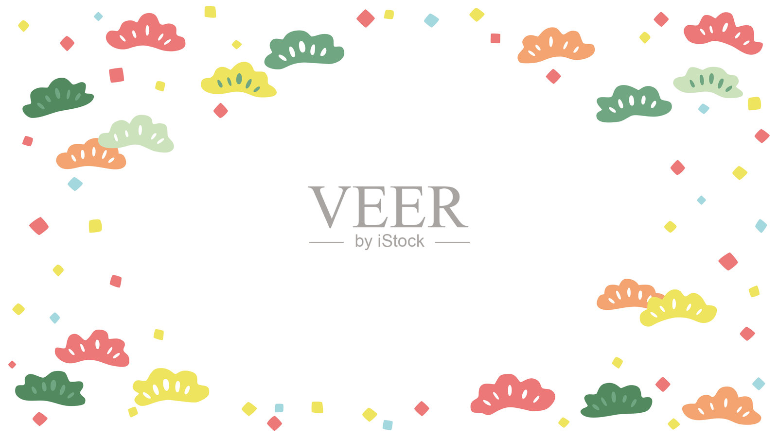 可爱的松木框架材料插画图片素材