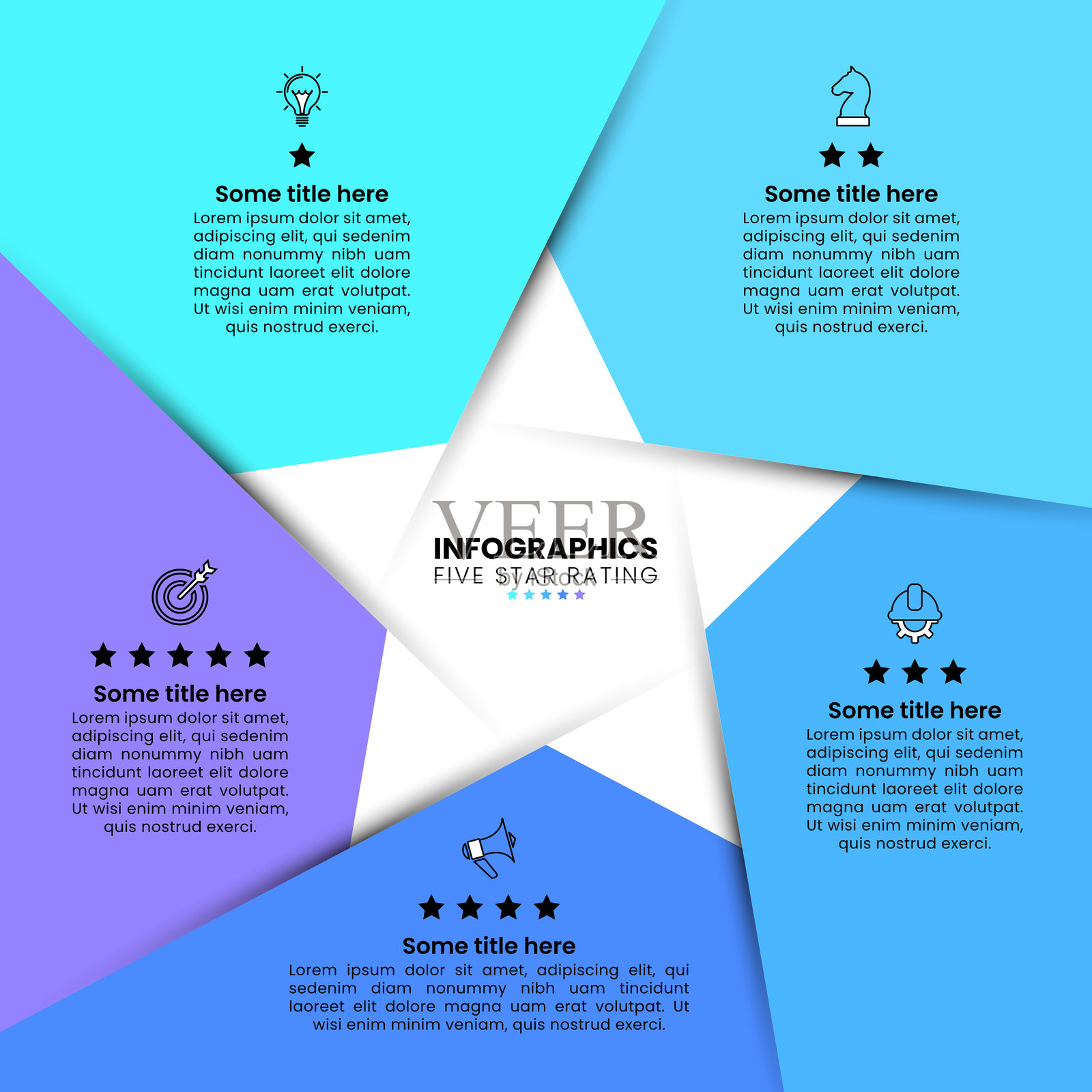 信息图模板。带图标的五星评级插画图片素材