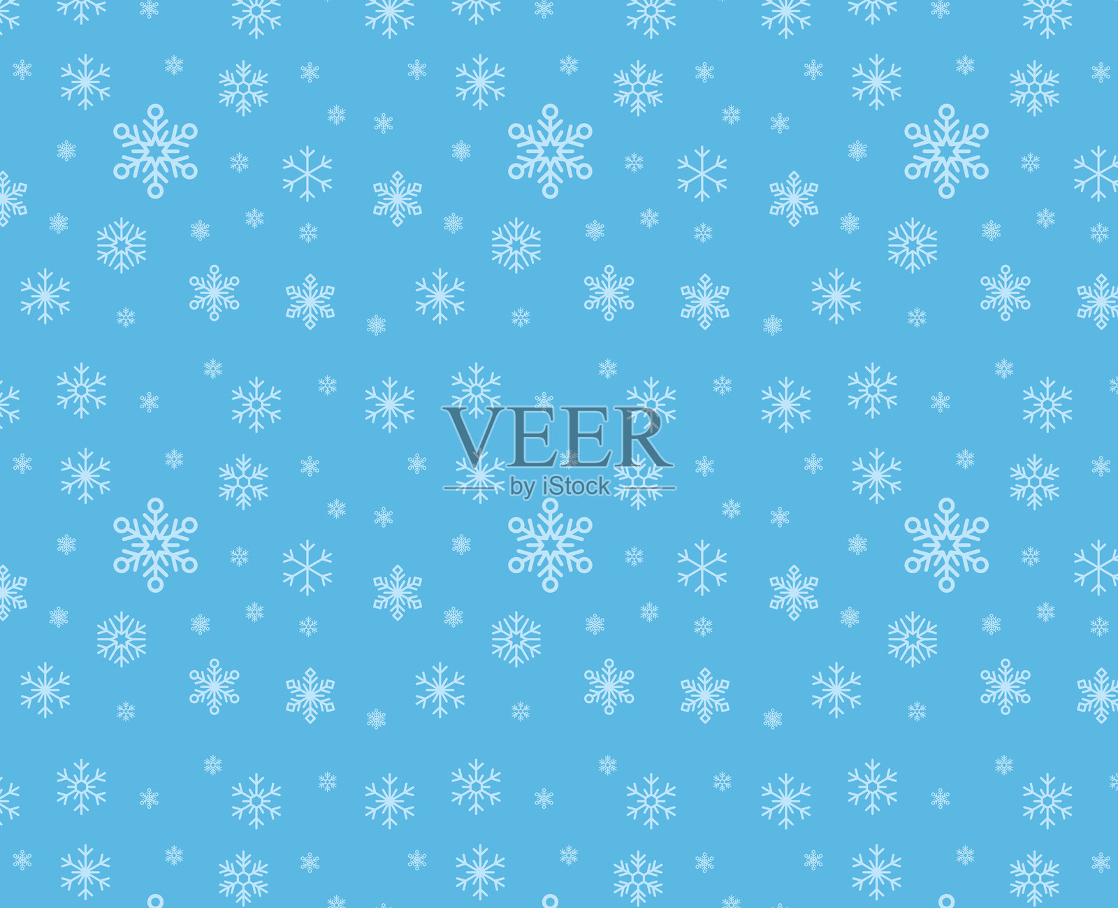 蓝色背景上的雪花圣诞无缝图案。矢量插图。插画图片素材