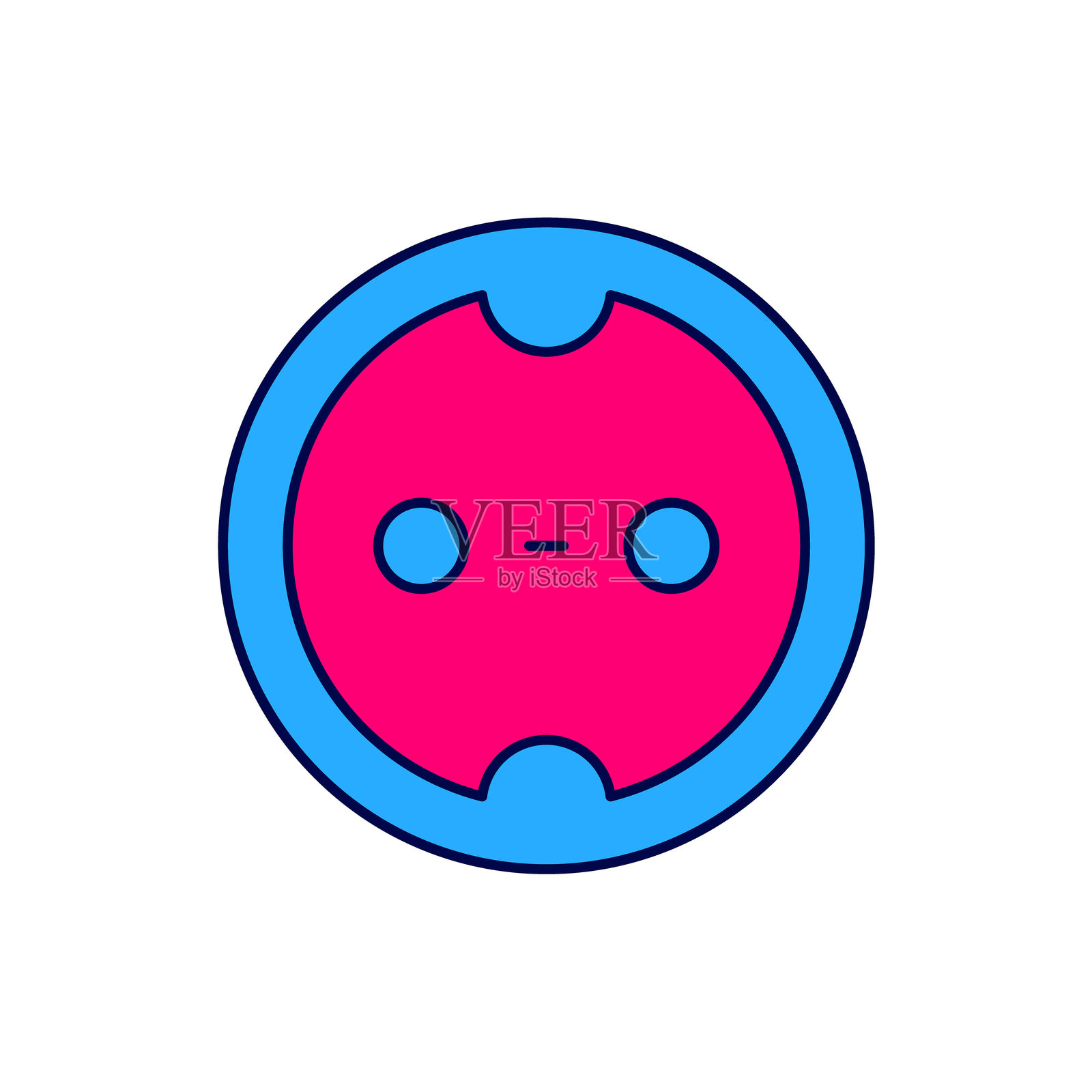 填充轮廓的电源插座图标，背景为白色。电源插座。插座符号。矢量图。插画图片素材