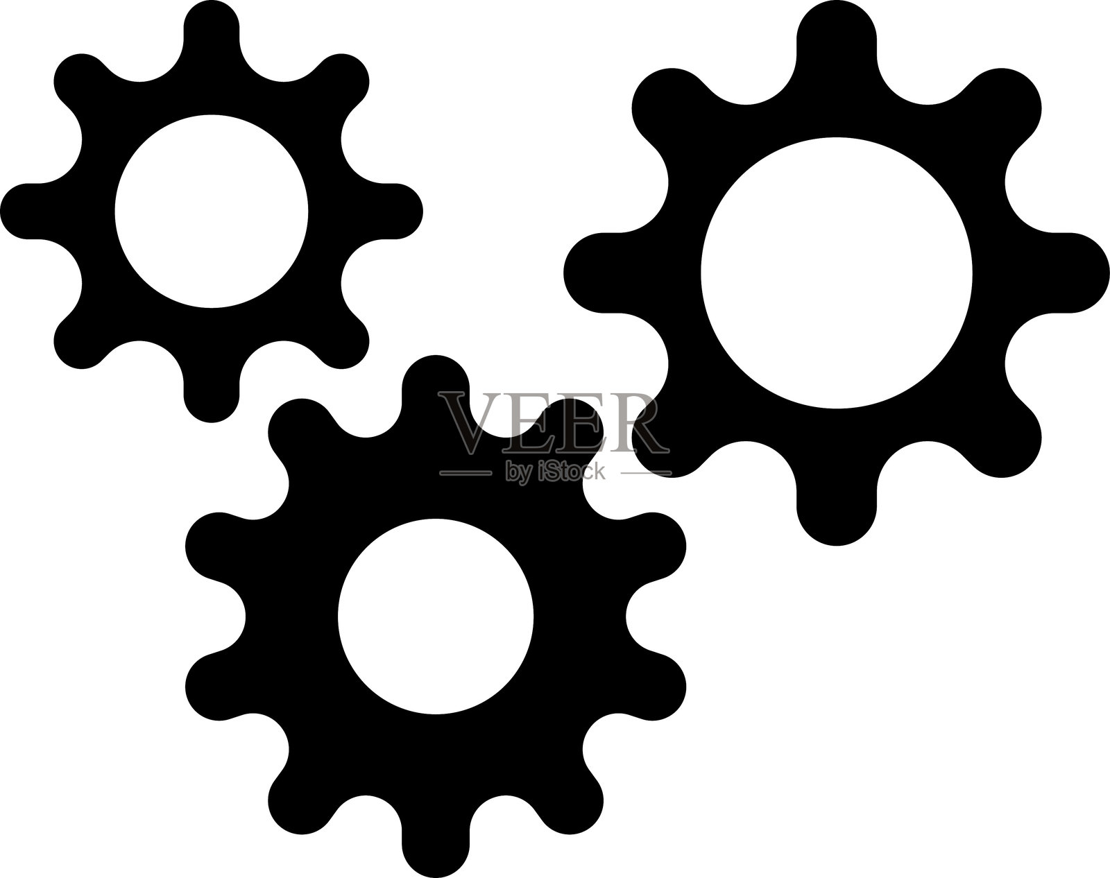 齿轮图标集。连接的齿轮，齿轮矢量插图。插画图片素材