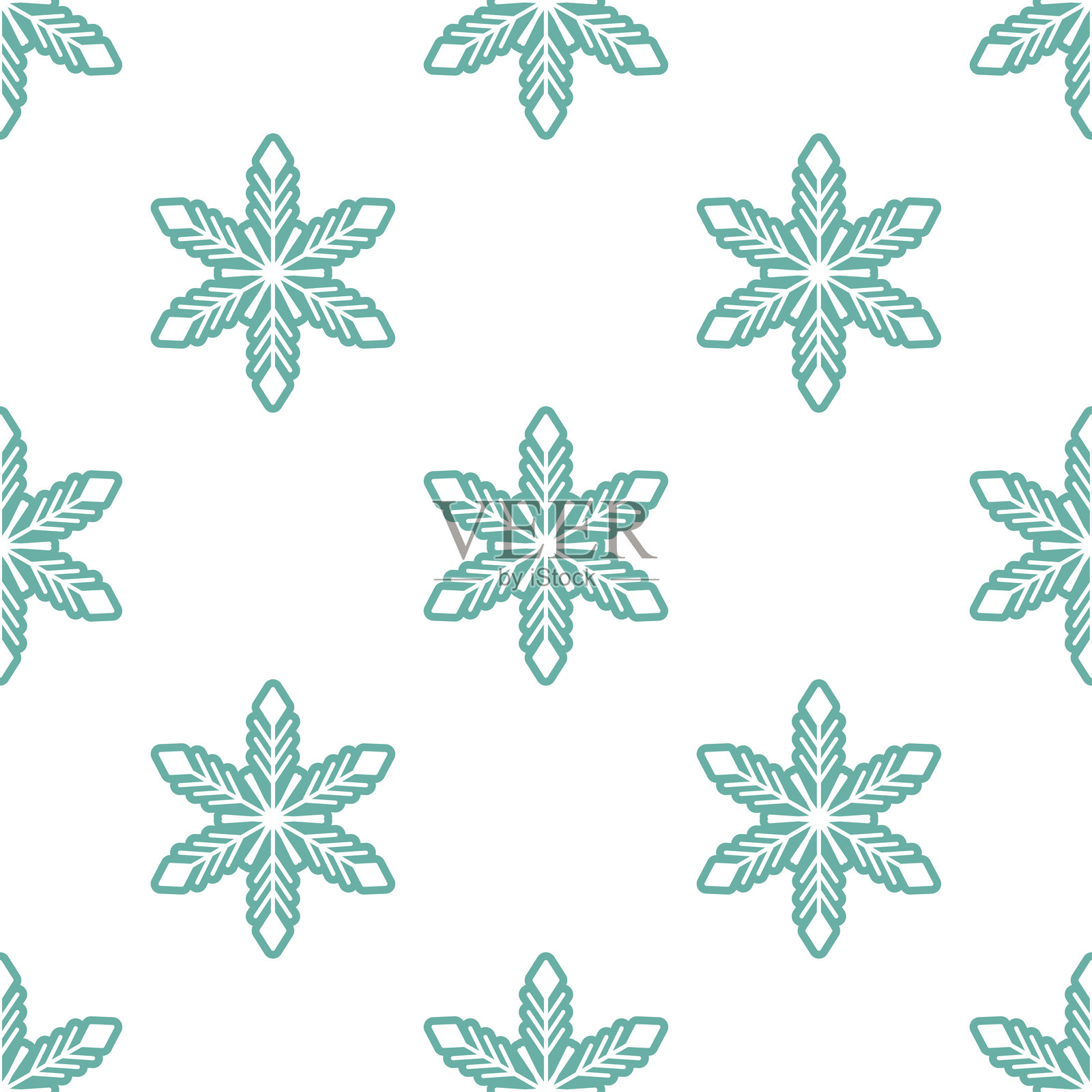 雪花无缝图案。圣诞冬季背景。季节性插图，扁平设计。矢量图，白色背景。插画图片素材