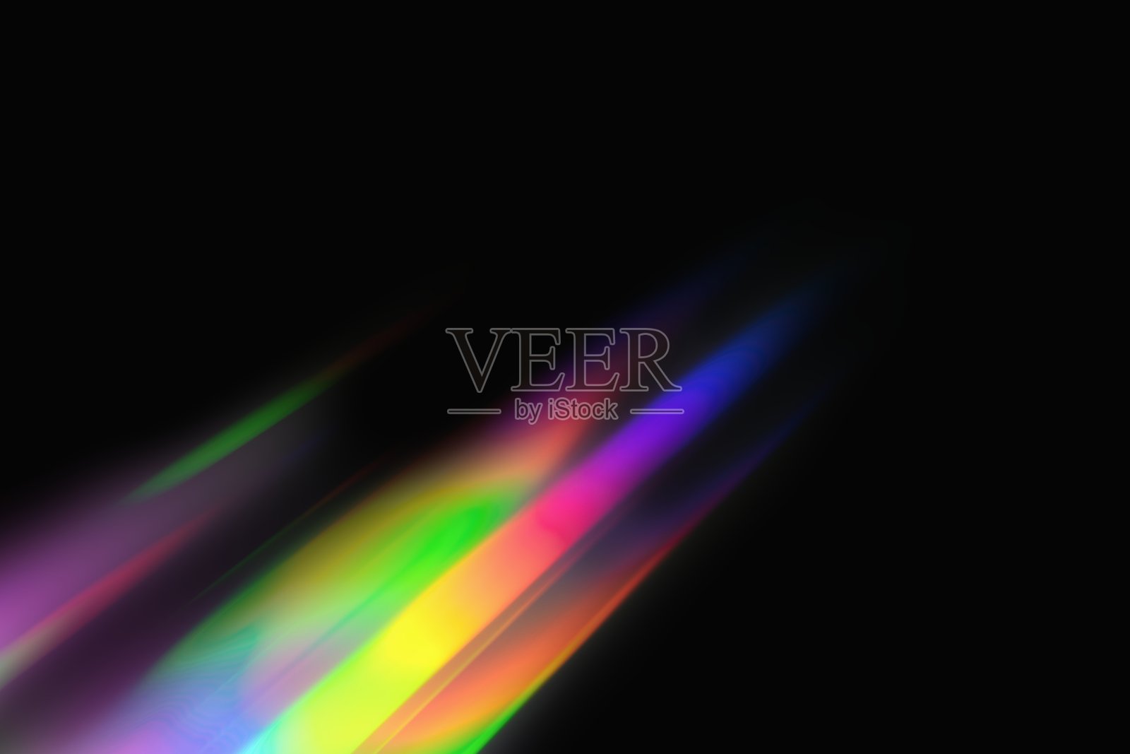 黑色背景上的渐变色光 - 抽象光线。照片摄影图片