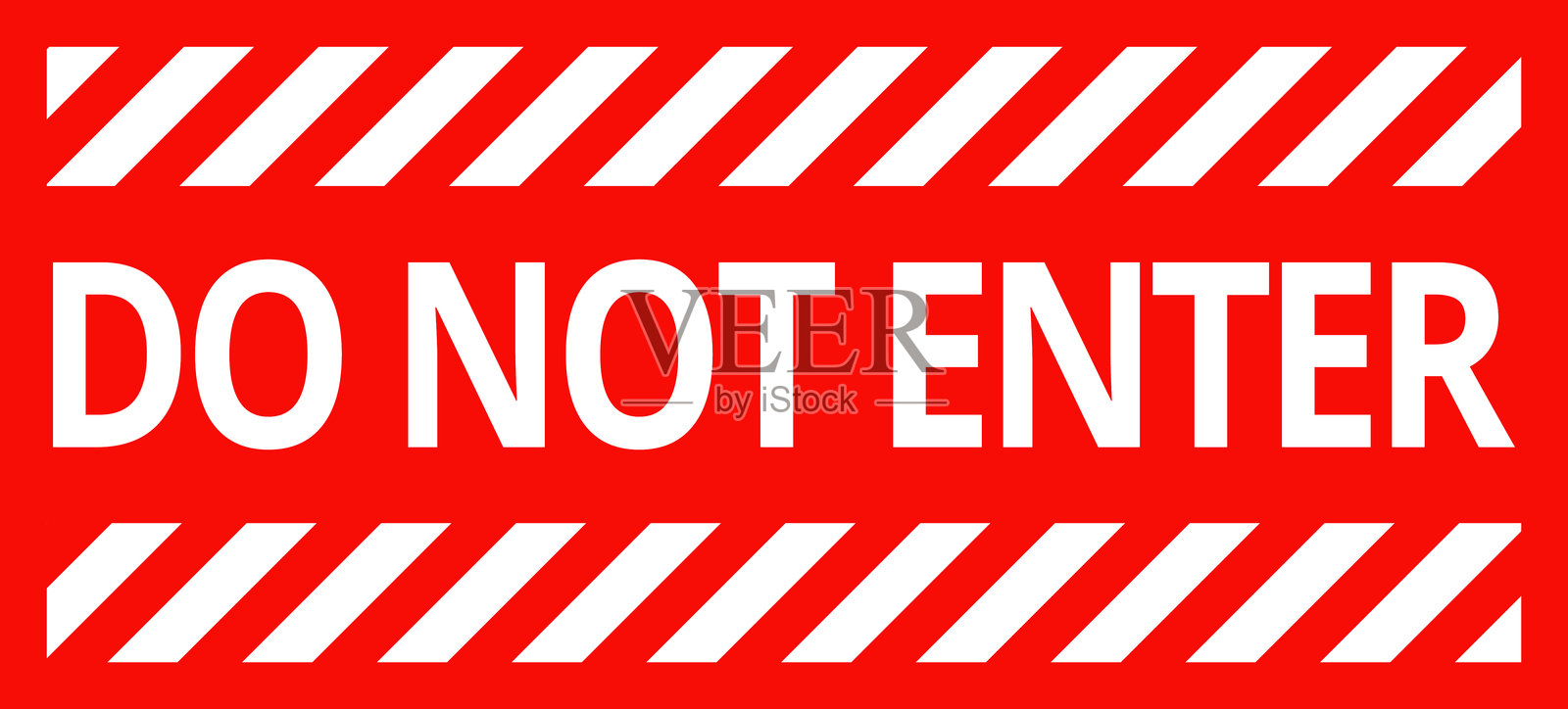 注意，危险或小心标志。各种带有斜线条纹的白色和红色警告标志。危险区域背景。插画图片素材