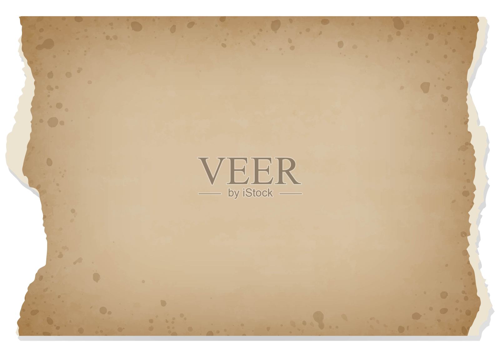 旧的有纹理的撕裂纸张，因岁月而变黄，老化色调，褪色，污渍纸张，背景材料插画图片素材