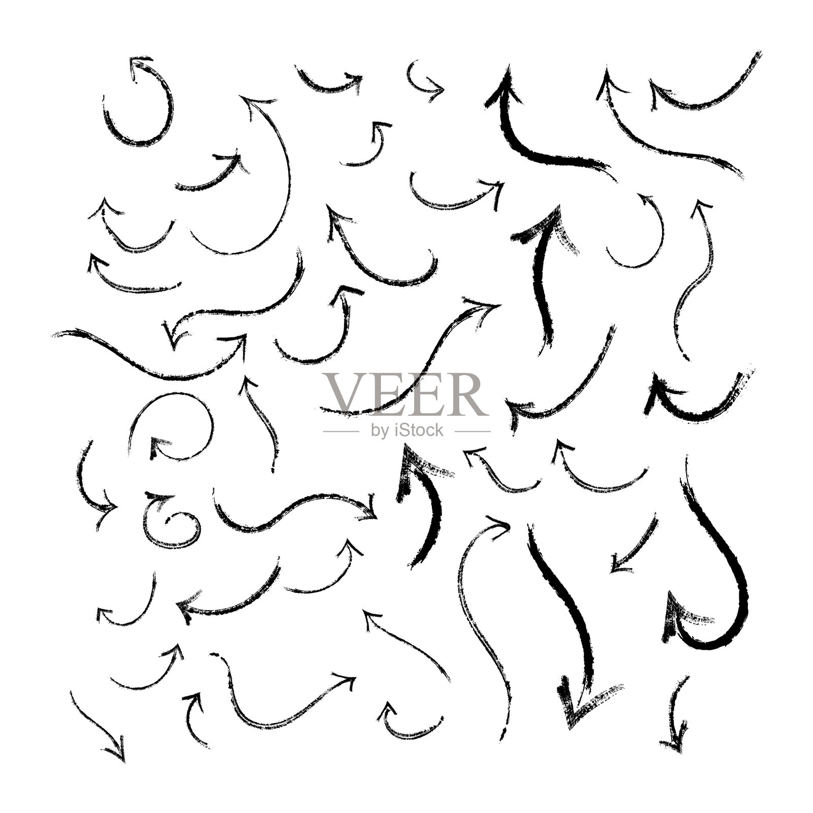 一组粉笔箭头插画图片素材