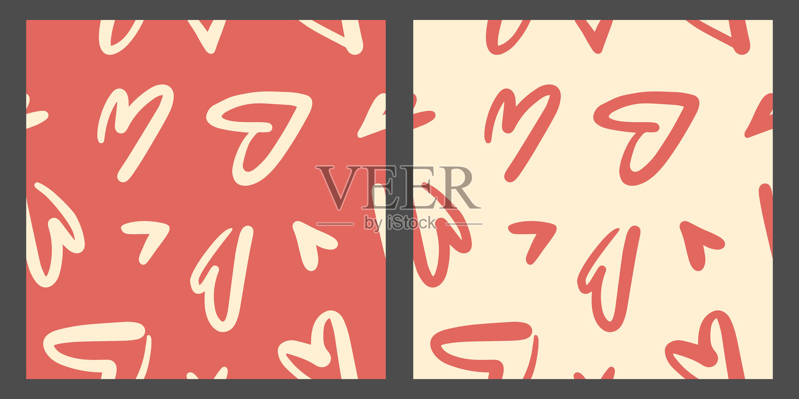 手绘心形图案插画图片素材