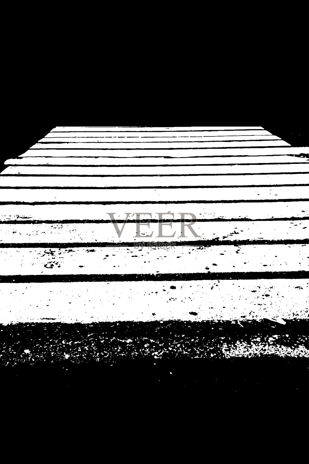 行人过街矢量插图，斑马线 - 黑白图形剪贴画插画图片素材