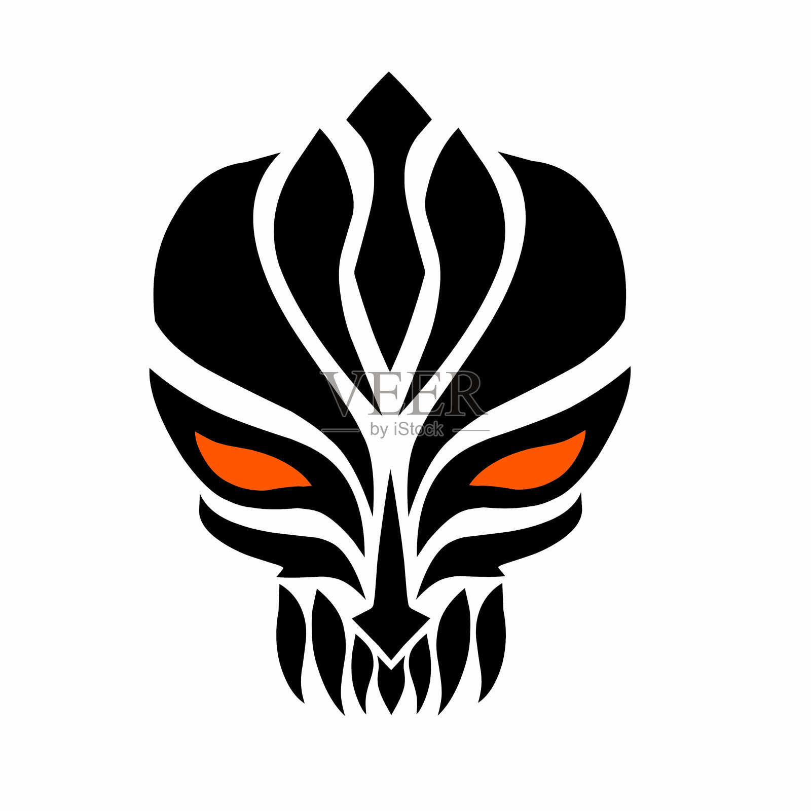 设计部落艺术面具恶魔红眼纹身插画图片素材