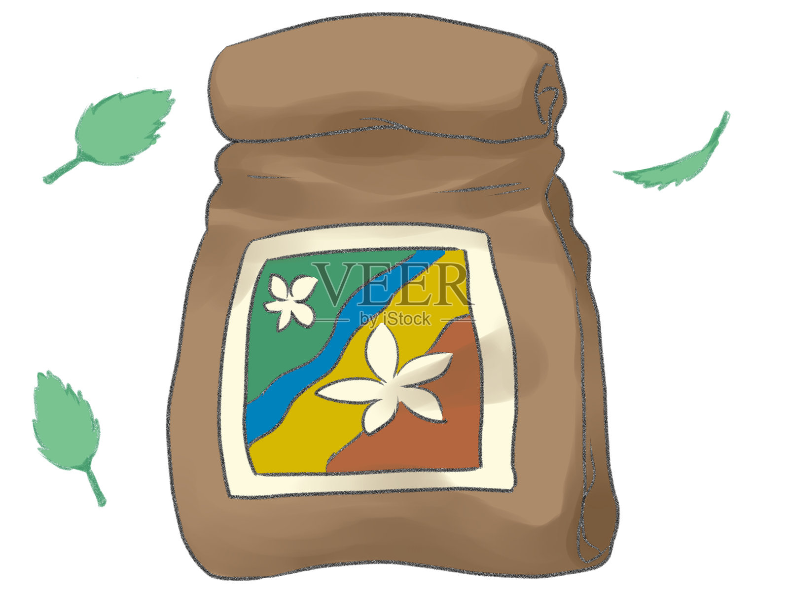 这是茶叶和纸袋的插图照片摄影图片