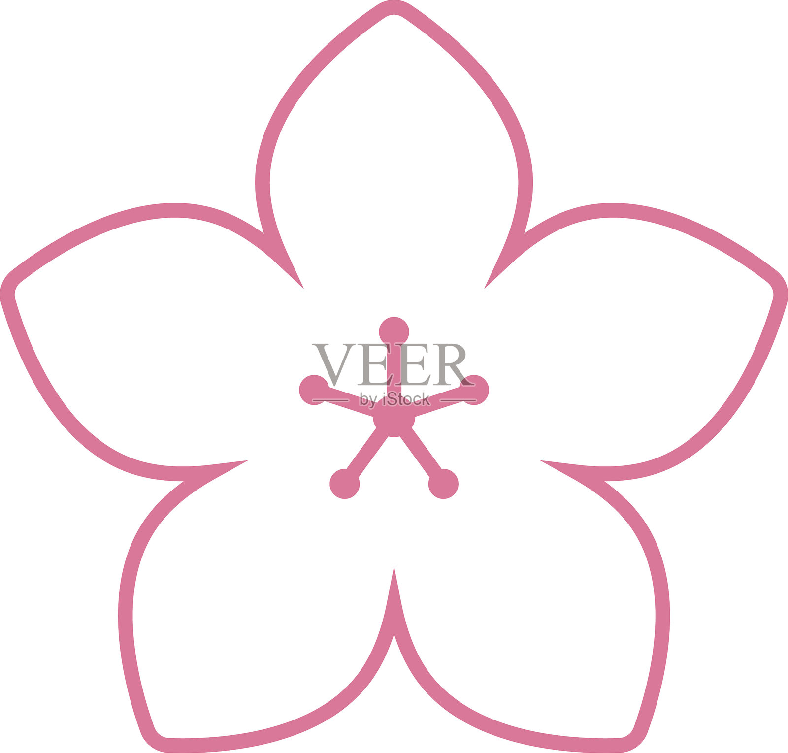 粉色樱花枝图标。日本樱花。带有粉色樱花的樱枝。花卉图标。植物。春天。可爱。矢量。插画图片素材