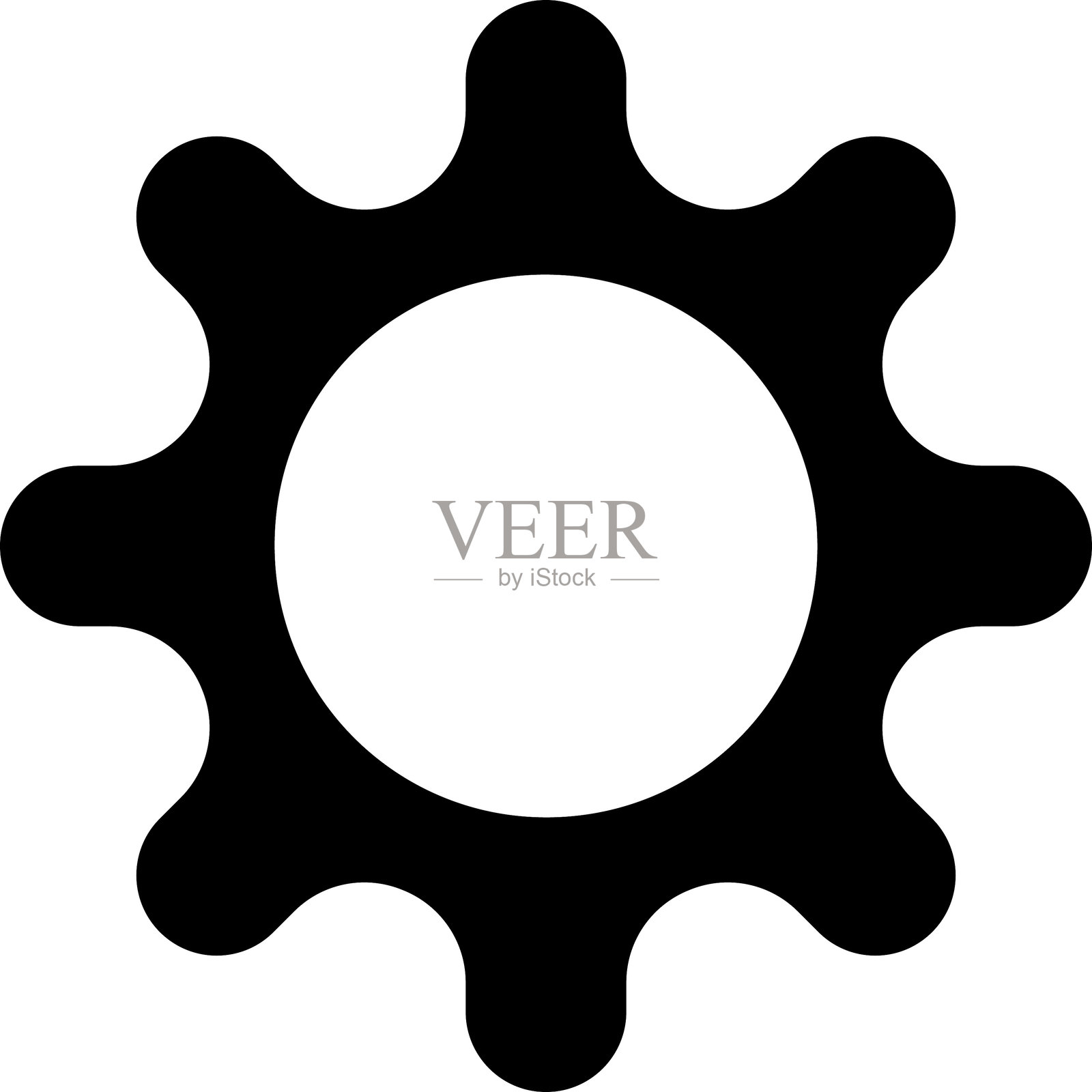 齿轮图标。连接的齿轮，齿轮轮廓矢量插图。插画图片素材