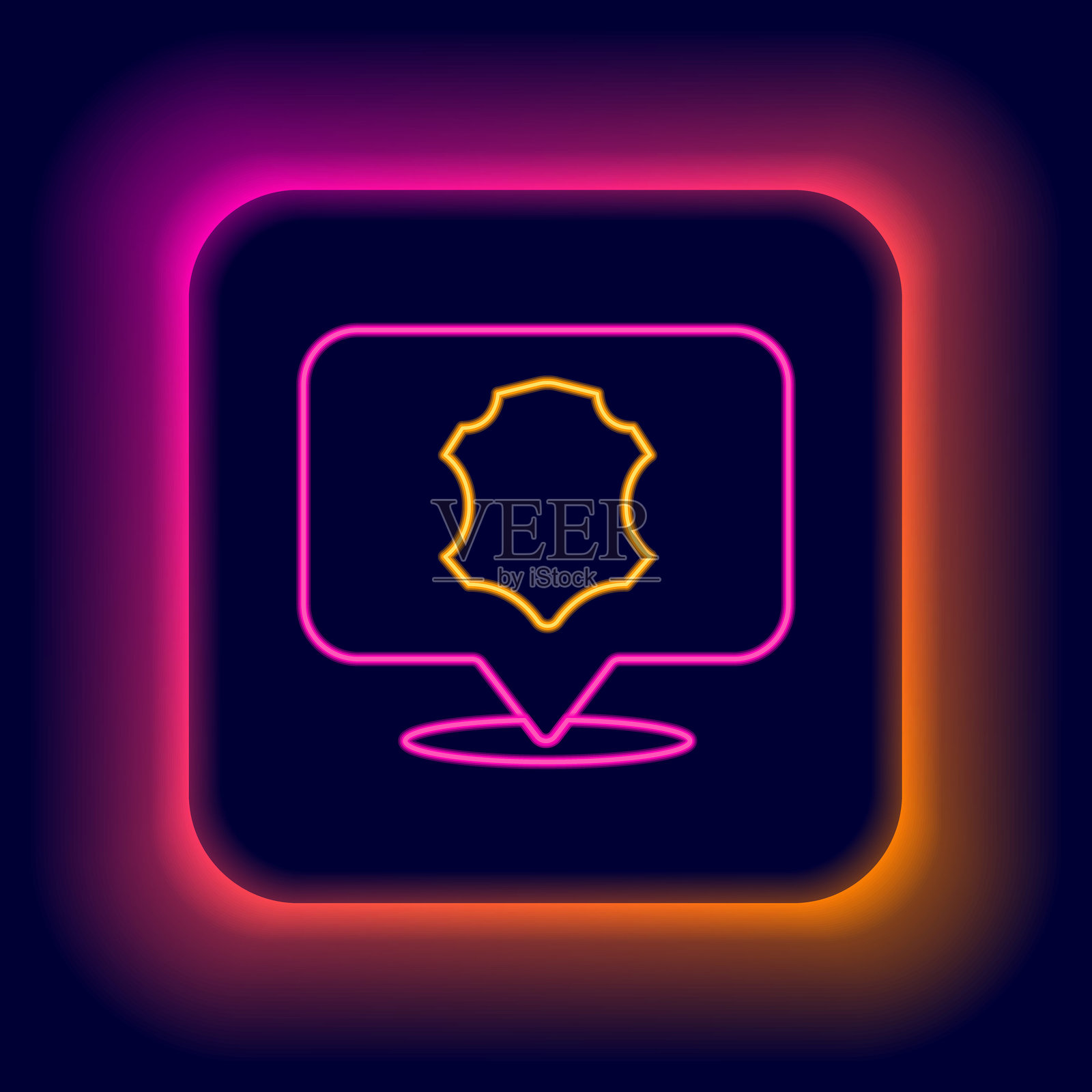 发光的霓虹线皮革图标，背景为黑色。彩色轮廓概念。矢量图。插画图片素材