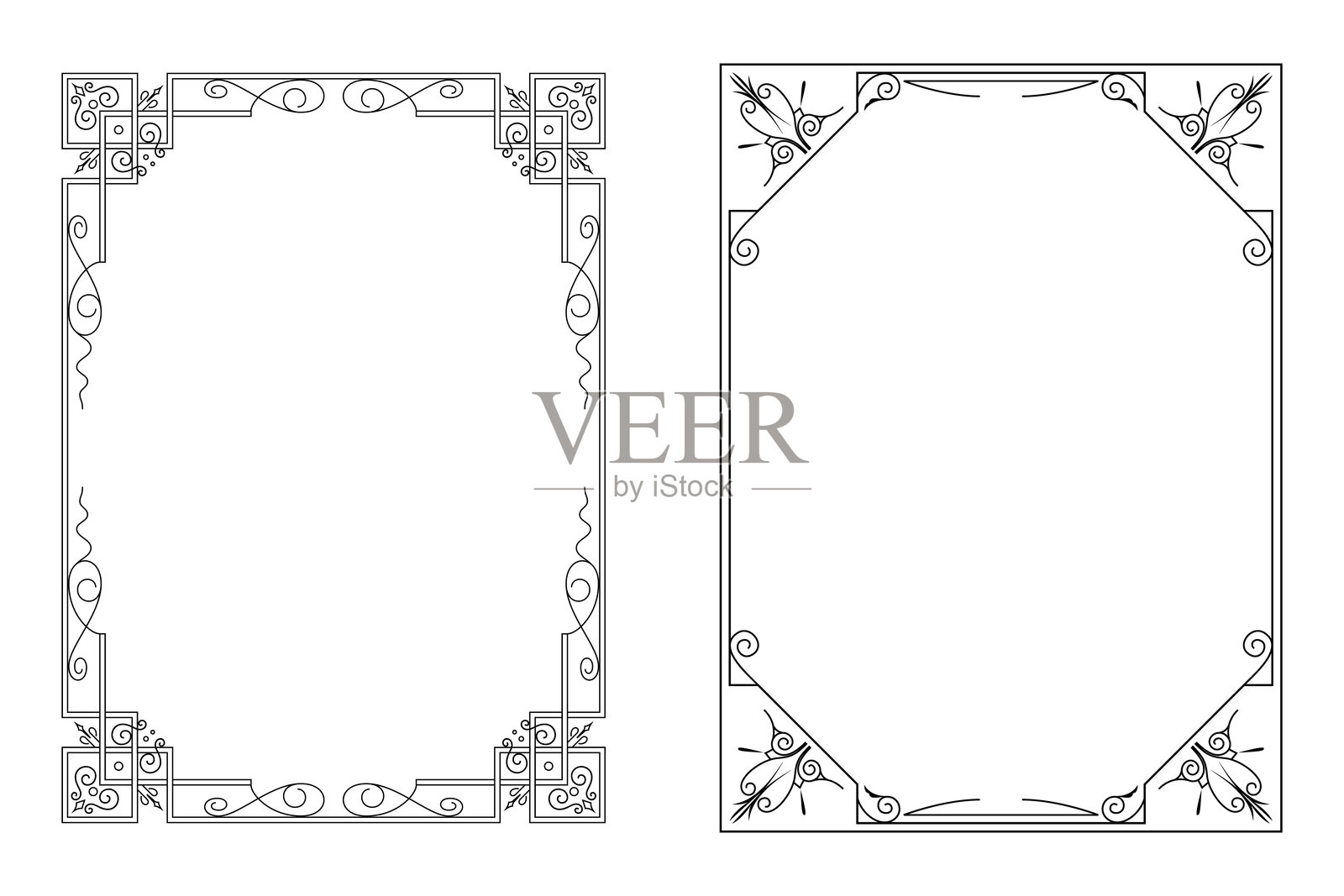 黑色矢量框架在白色背景上插画图片素材