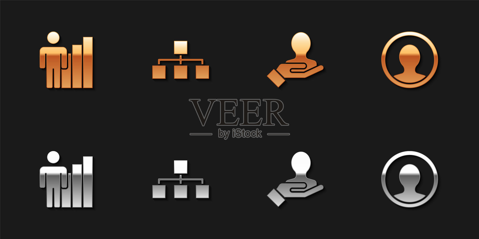 高效人类，层级组织结构图，搜索人员的手和创建账户屏幕图标。矢量图。插画图片素材