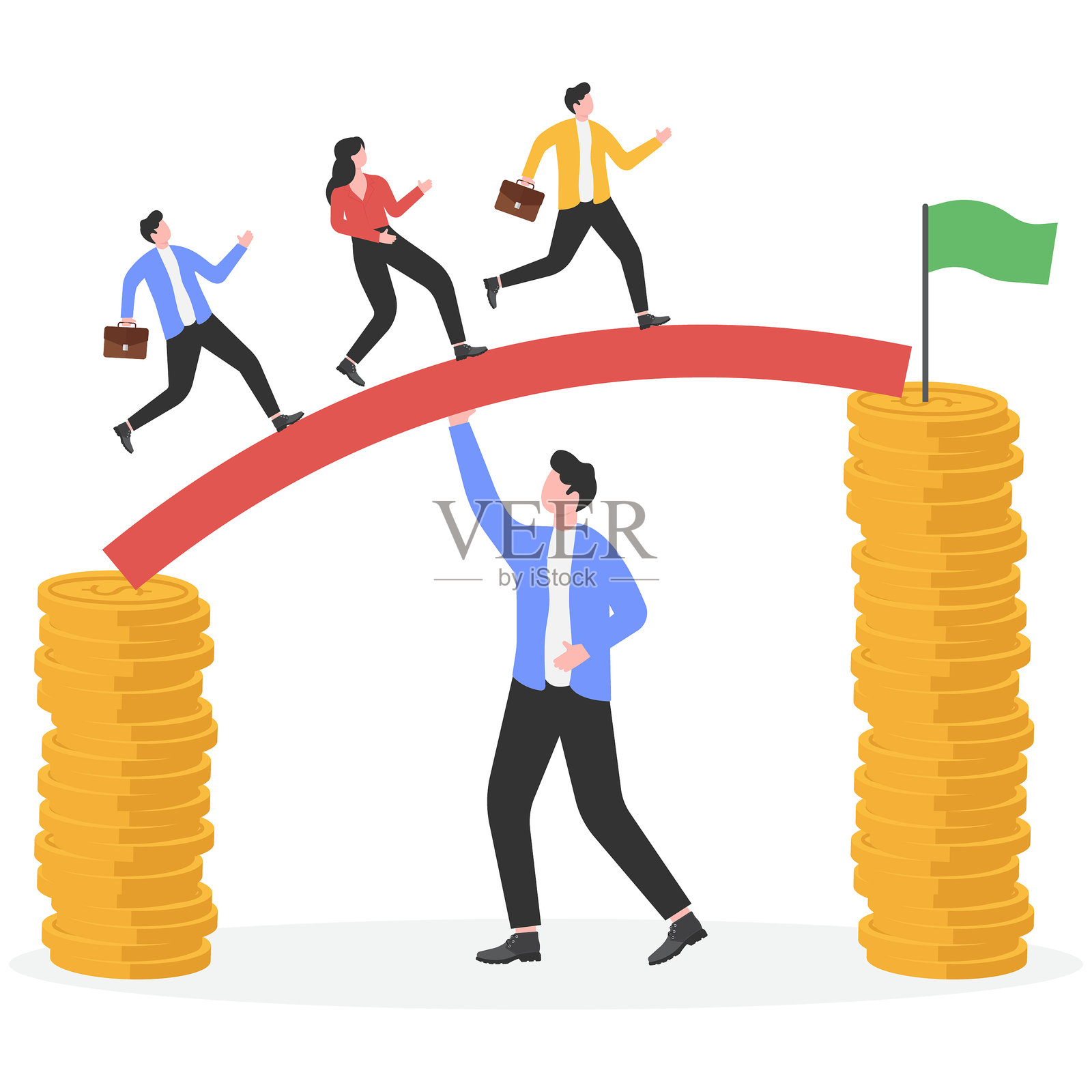 弥合差距，在困难时期帮助克服逆境，为员工或企业在艰难时刻提供支持和帮助。插画图片素材