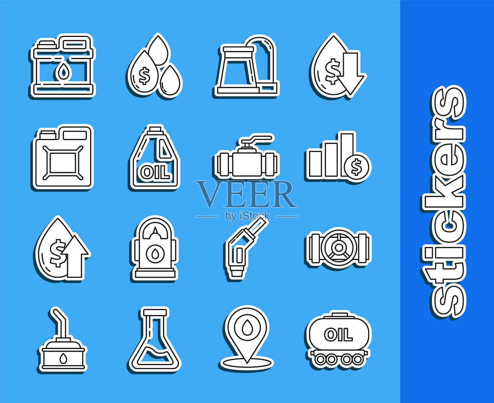 油罐铁路罐车，工业金属管道和阀门，美元饼图信息图，工业气体工厂建筑，机油罐，汽油和图标。矢量图插画图片素材