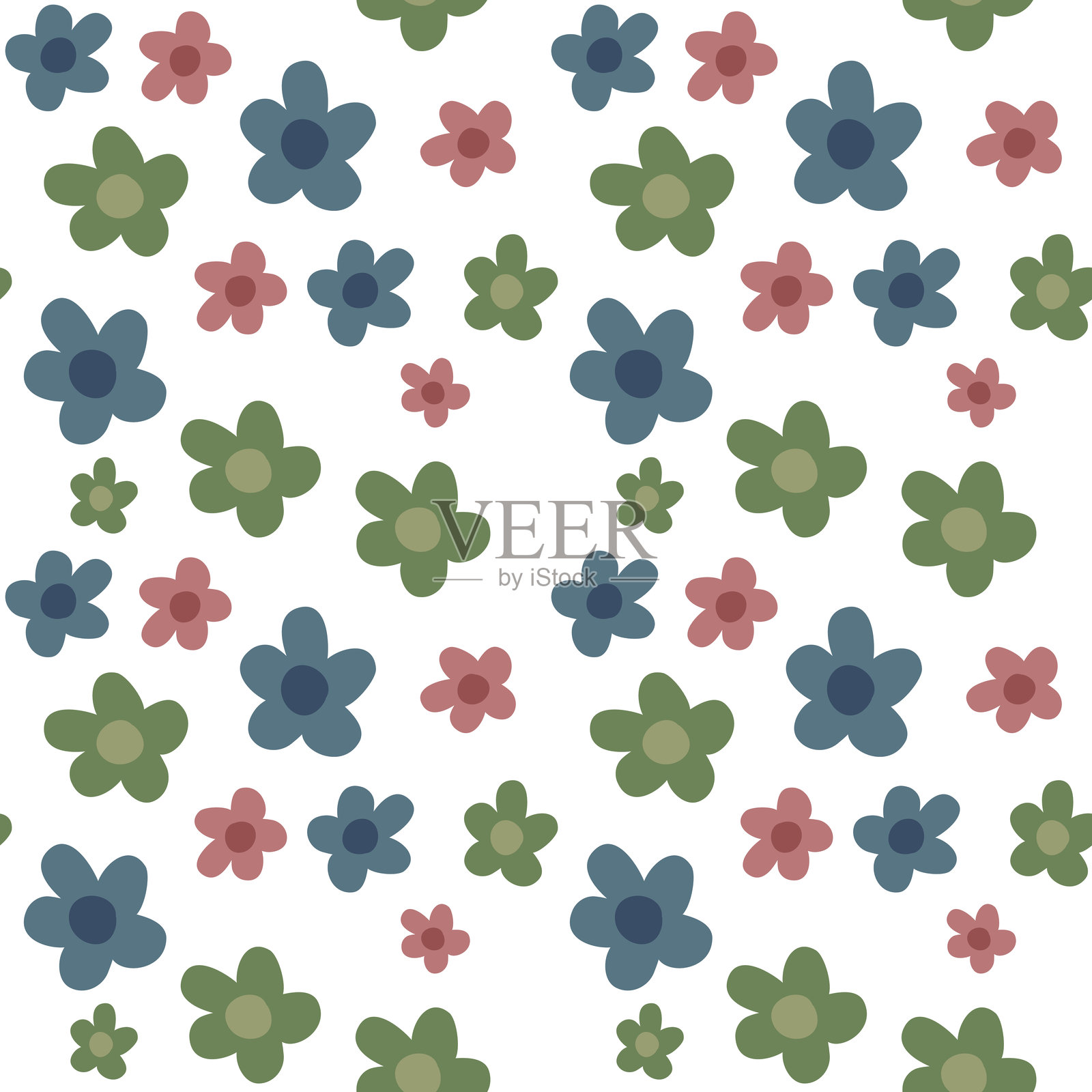 白色背景上的无缝花卉图案插画图片素材