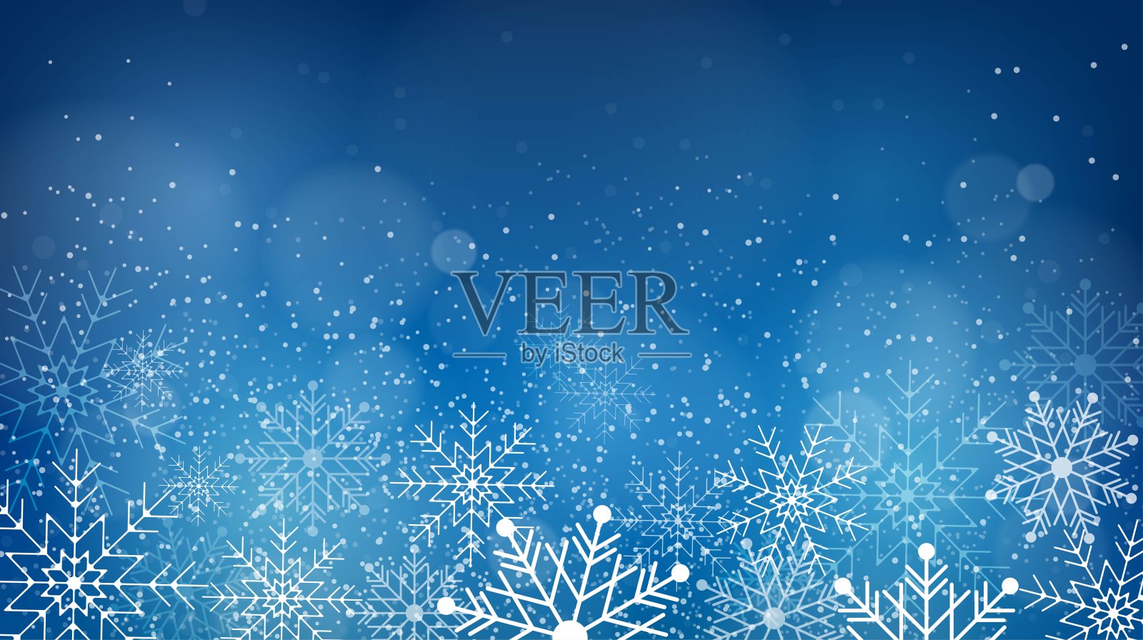 圣诞背景与雪花。抽象的降雪设计。矢量图插画图片素材