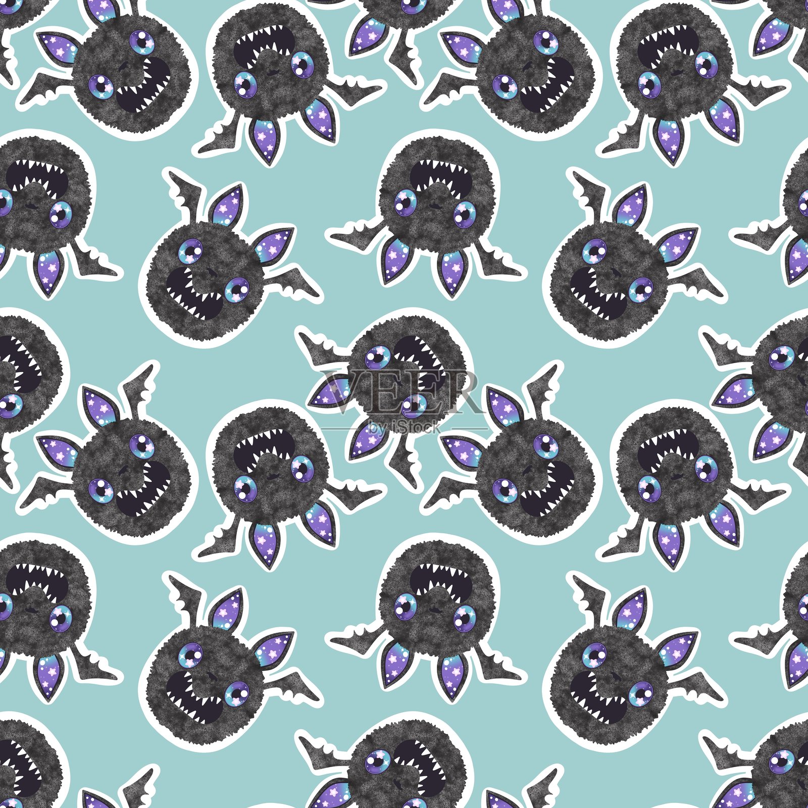 儿童无缝怪物图案，适用于面料和纺织品照片摄影图片