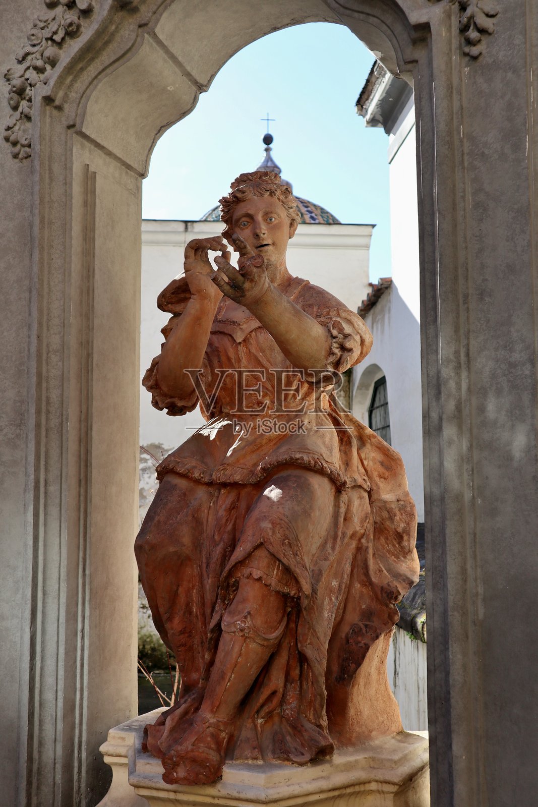 那不勒斯 - 阿戈斯蒂诺·达乌拉在圣格雷戈里奥·阿尔梅诺修道院的陶土雕塑照片摄影图片